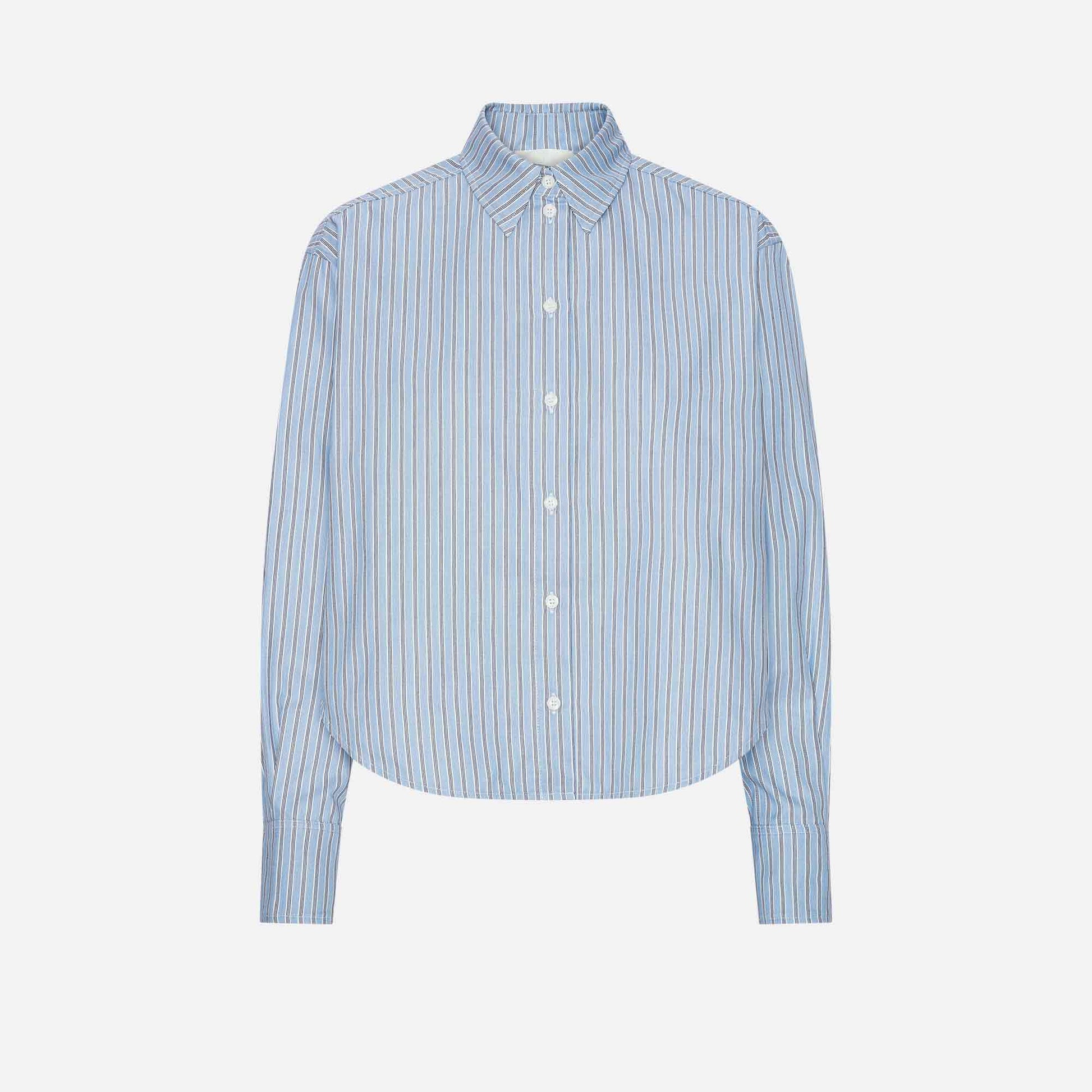 Anthon Shirt Blue/Black Mens Stripe