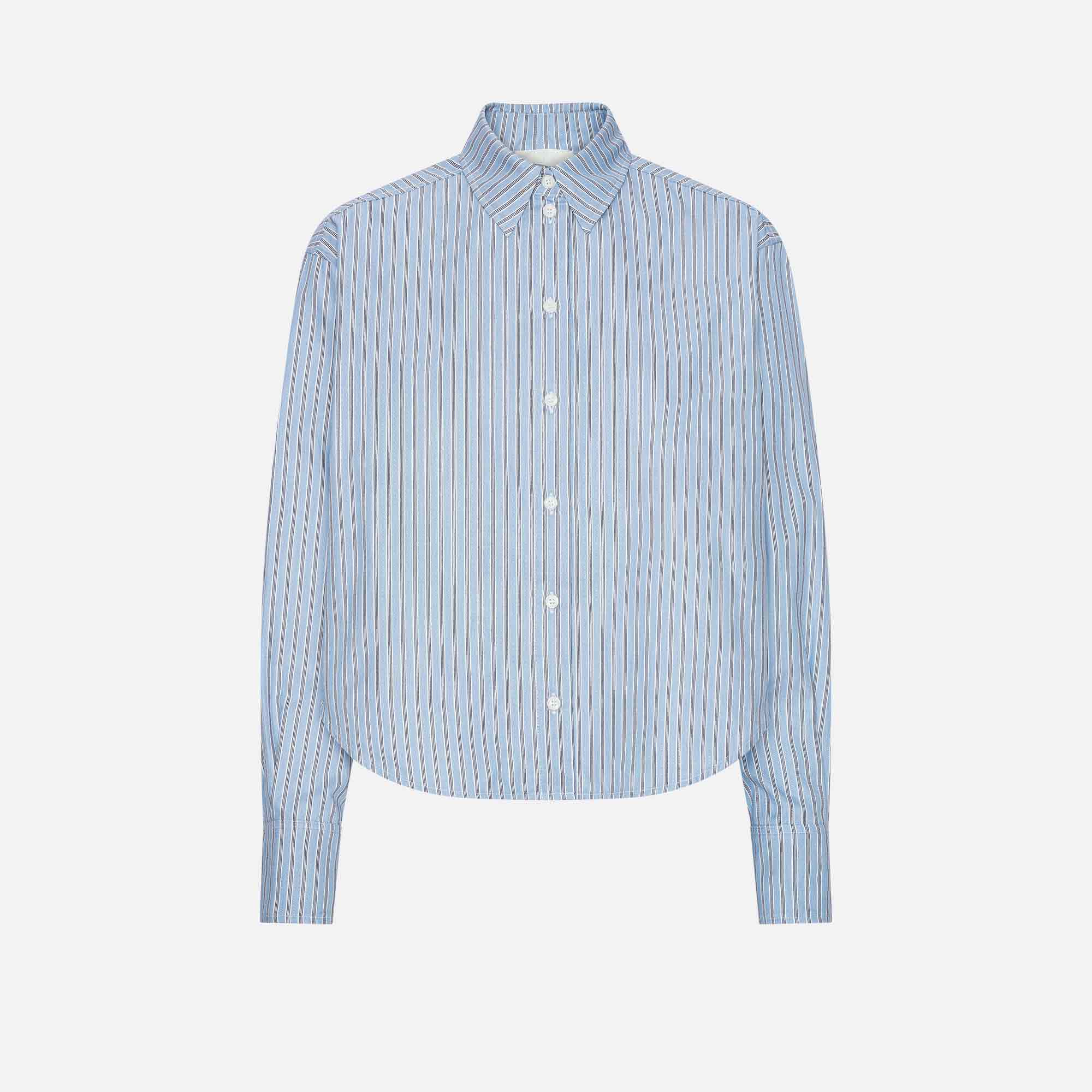Anthon Shirt Blue/Black Mens Stripe