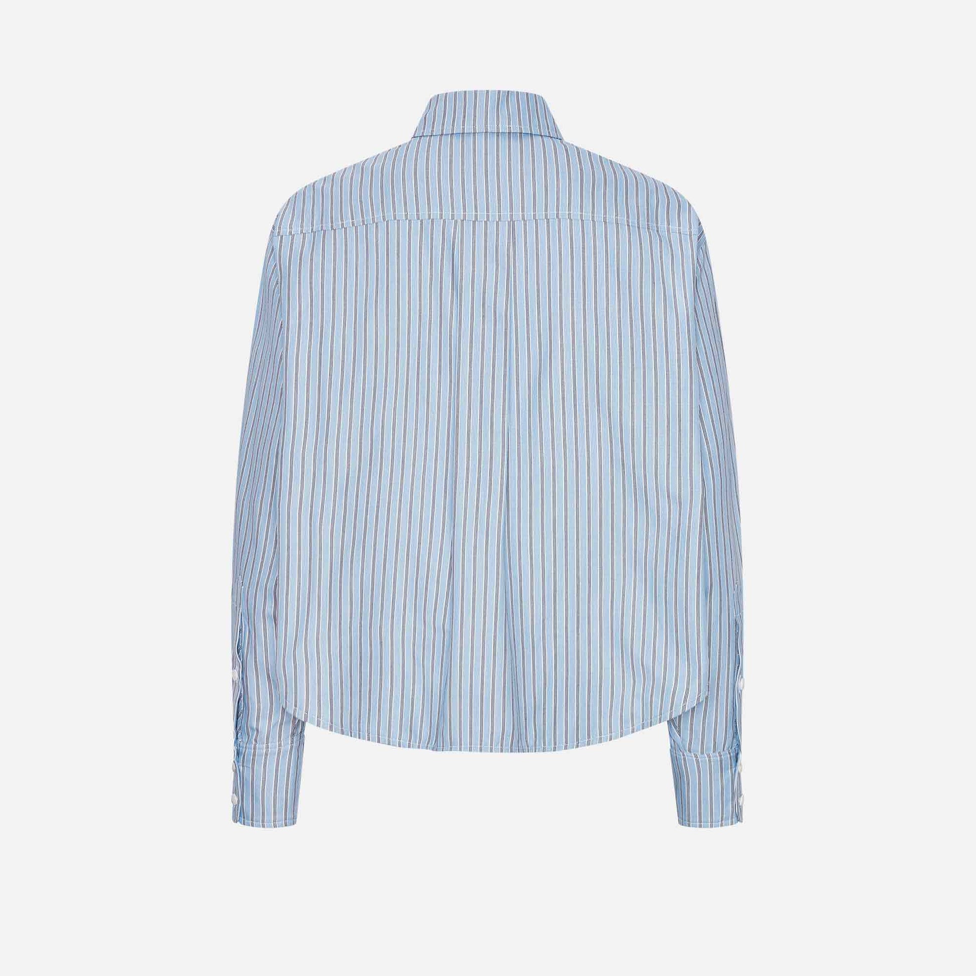 Anthon Shirt Blue/Black Mens Stripe
