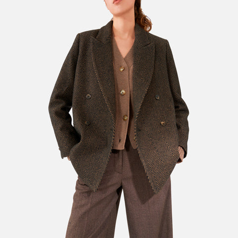 Arizona Blazer Multi Brown Herringbone