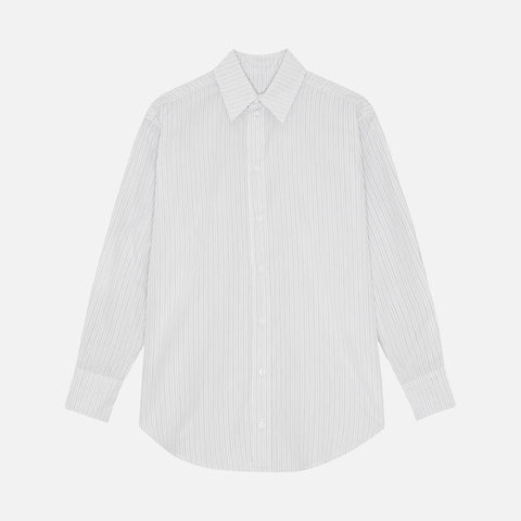 Arthur Shirt White/Dark Blue Stripe