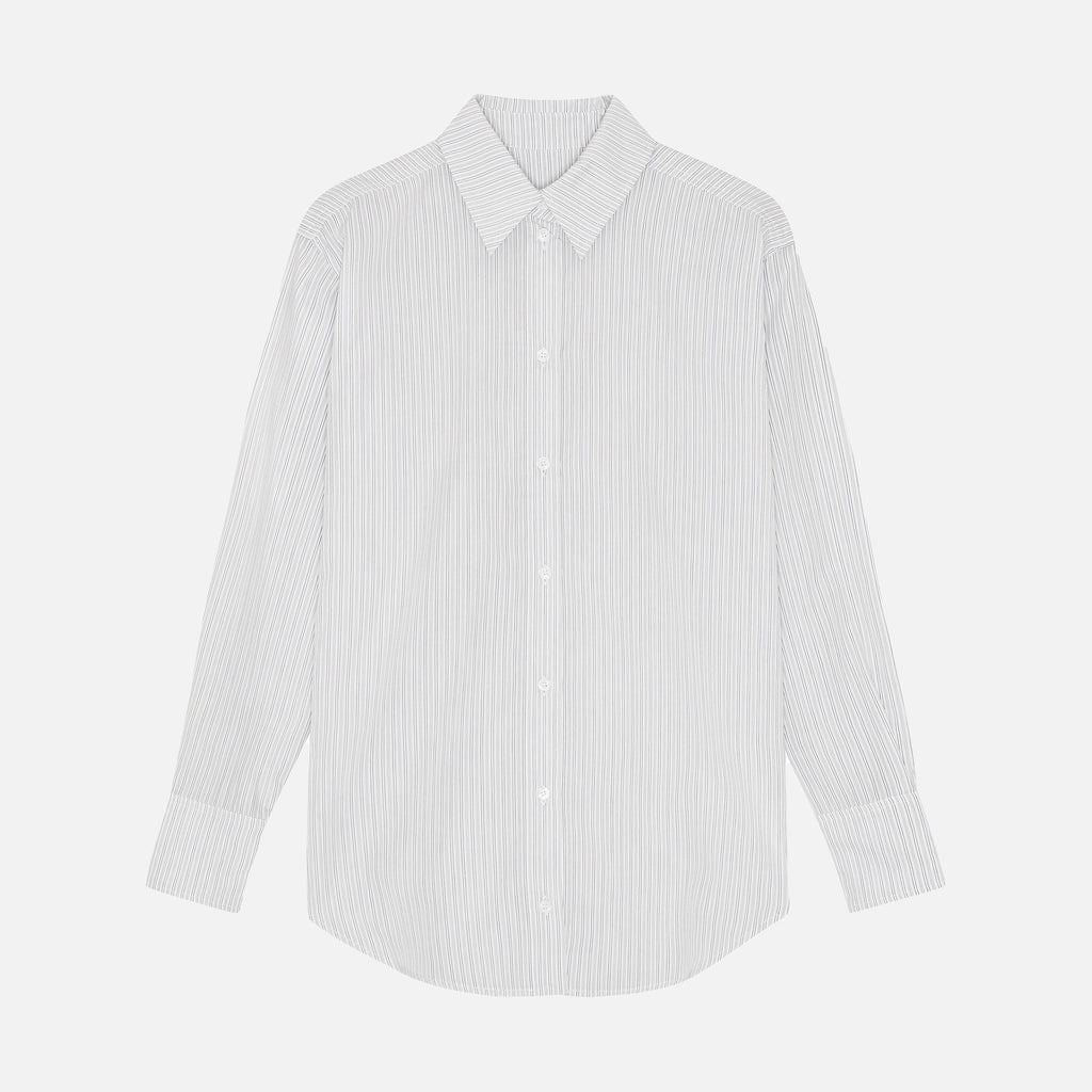 Artura Shirt White/Dark Blue Stripe