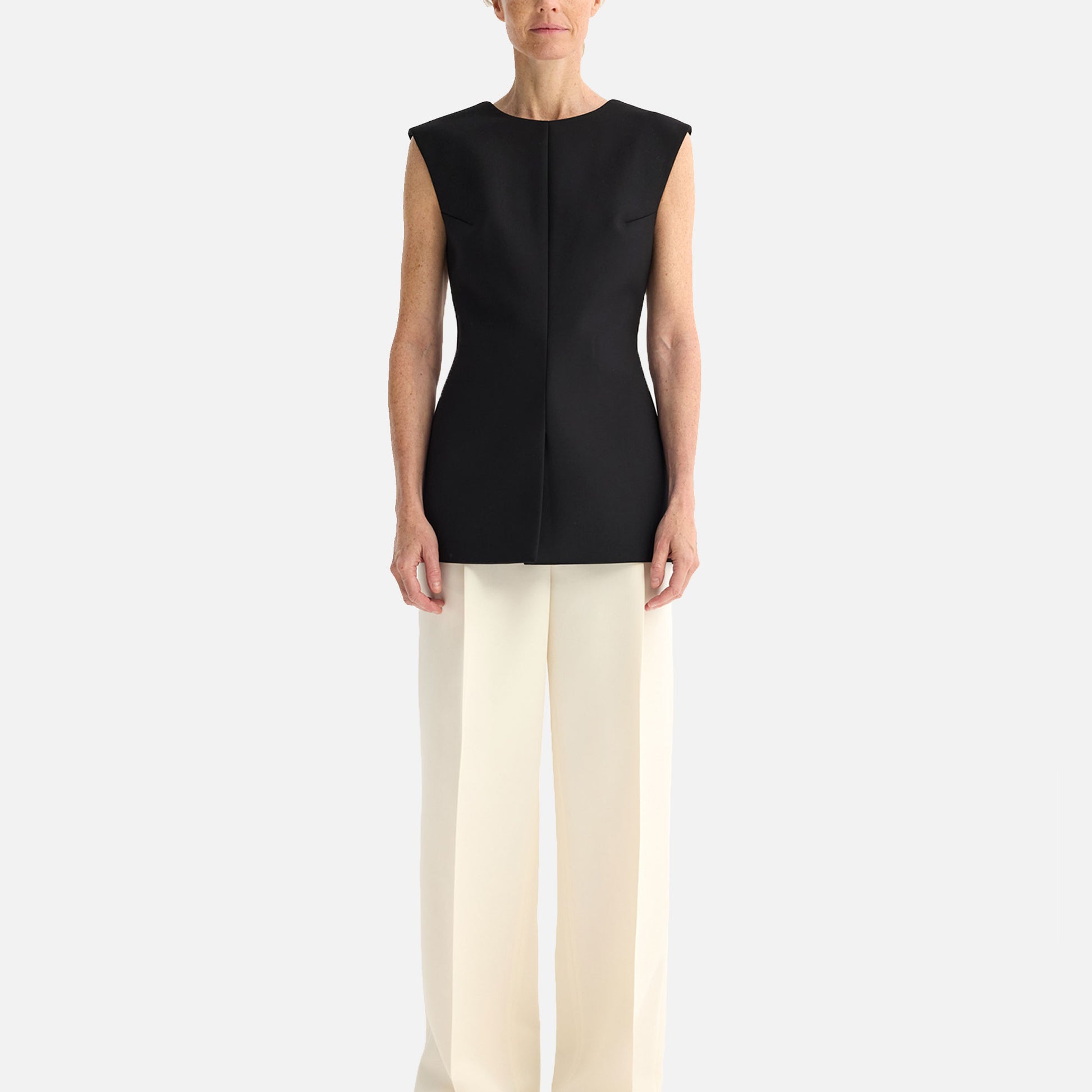 Sculptural Open Back Top Black
