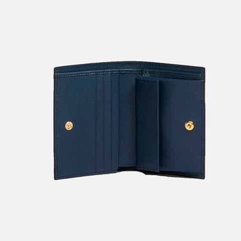 Bill-Fold Wallet Saffiano Leather Brick/Talc/Night Blue