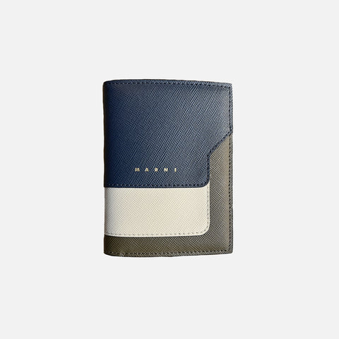 Bill-Fold Wallet Saffiano Leather Night Blue/Talc/Dusty Olive