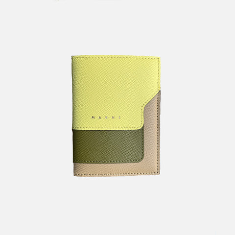 Bill-Fold Wallet Saffiano Leather Vanilla/Olive/Soft Beige