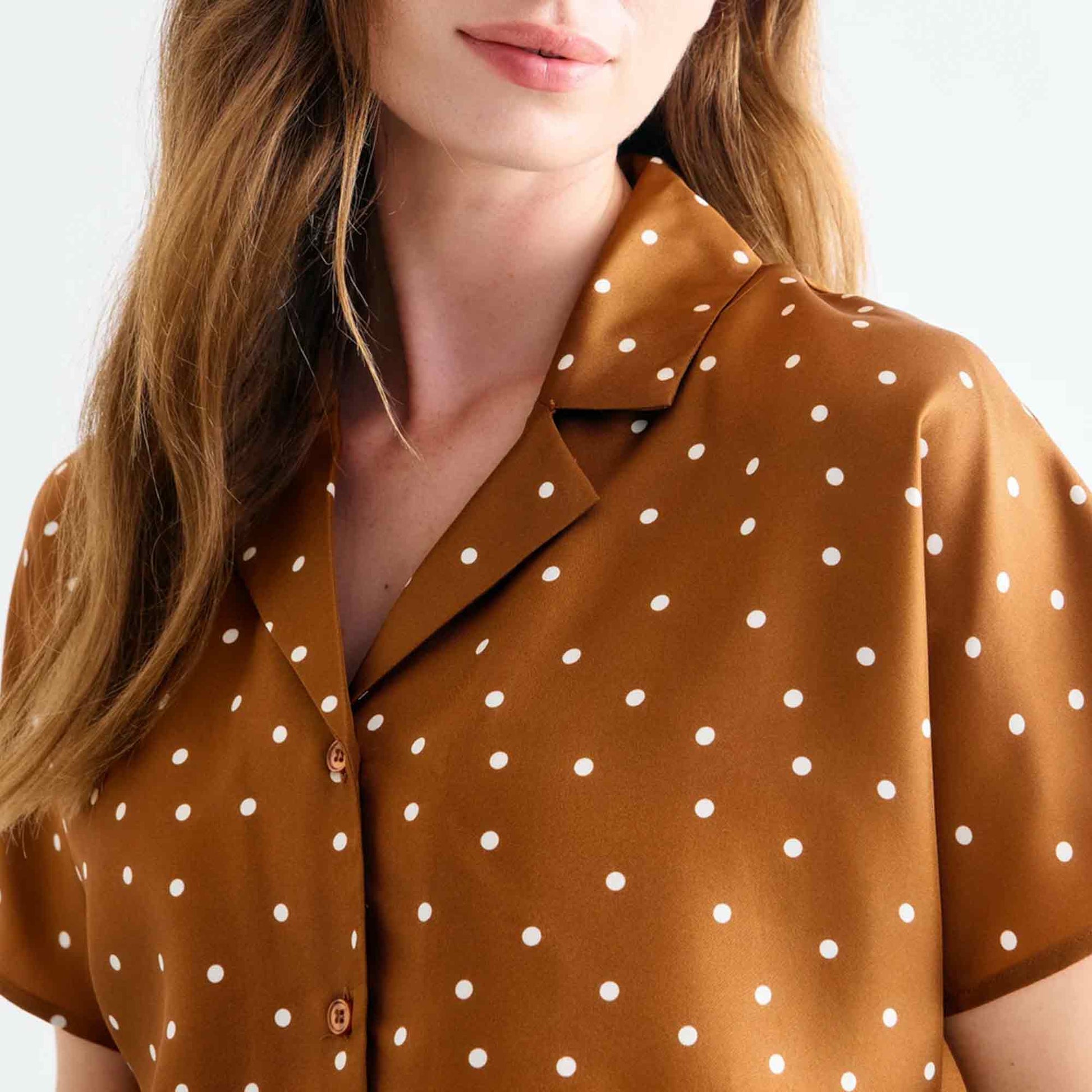 Birna Blouse Dot Print Caramel