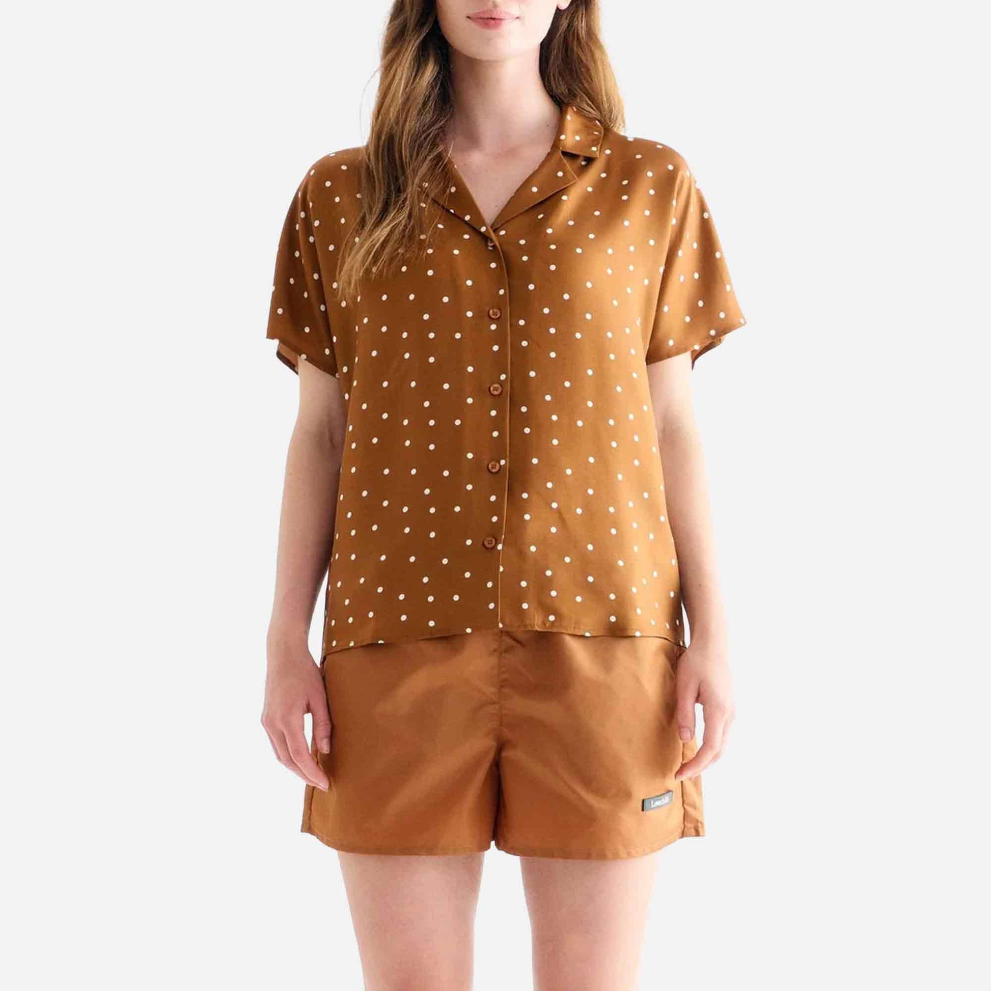 Birna Blouse Dot Print Caramel