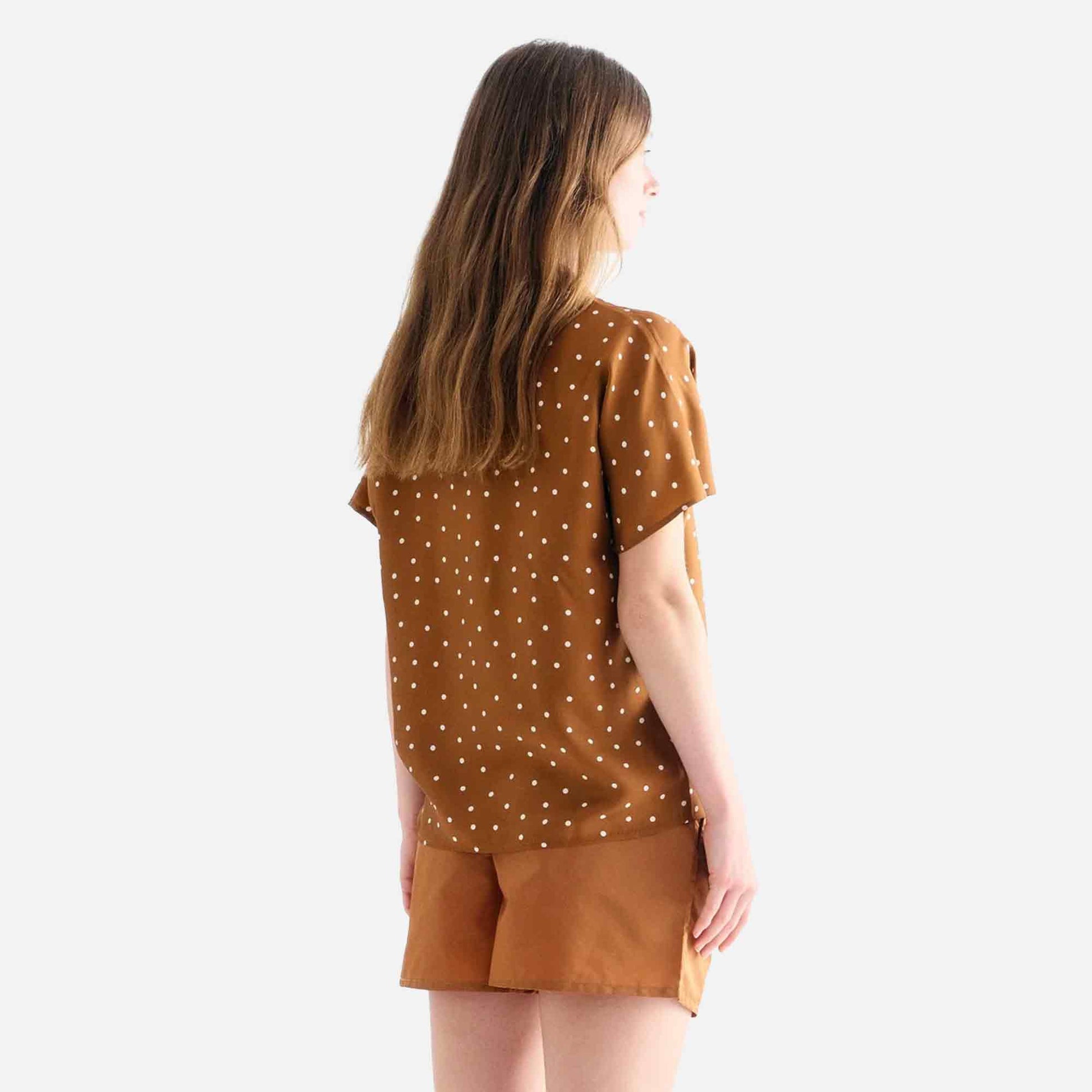 Birna Blouse Dot Print Caramel