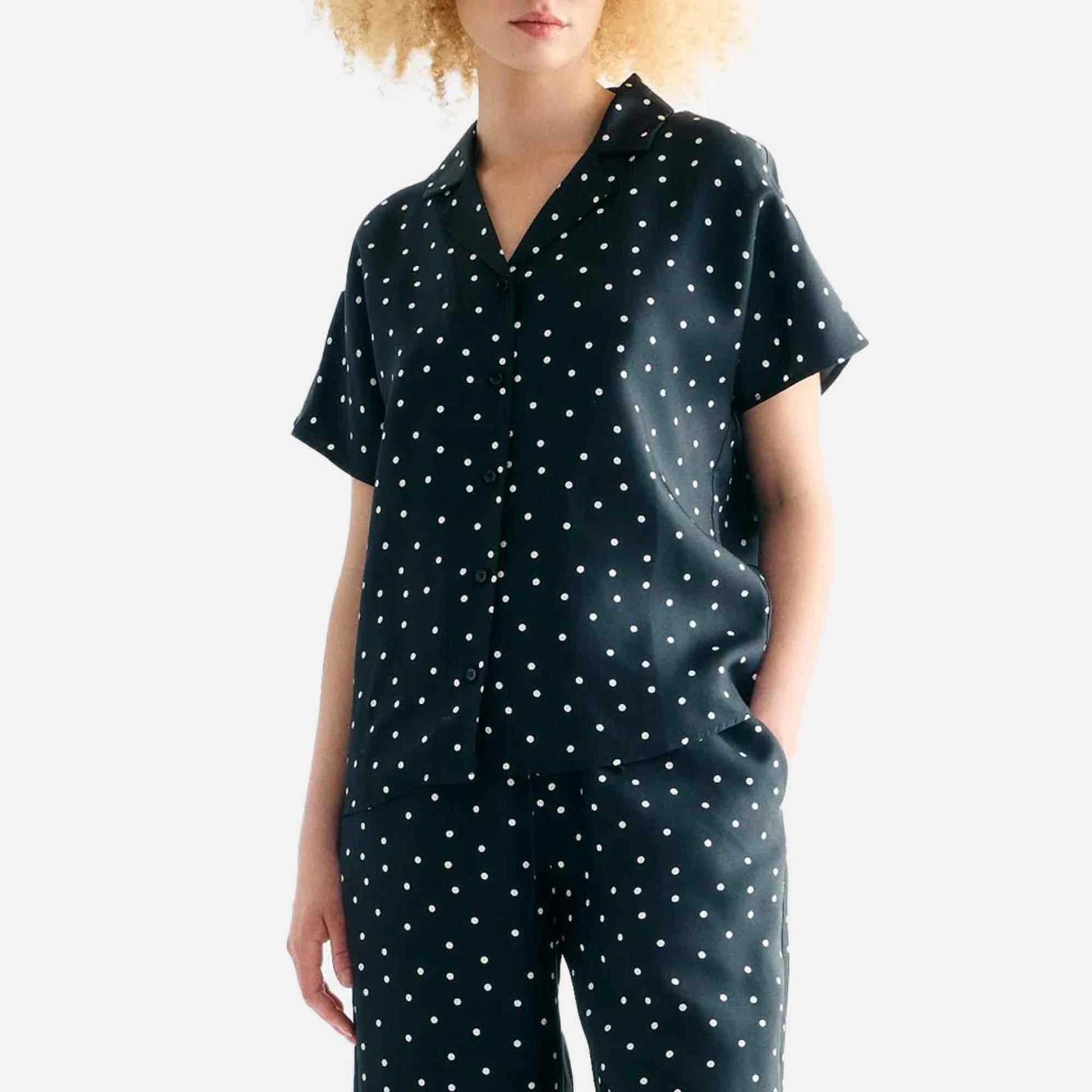 Birna Blouse Dot Print Black