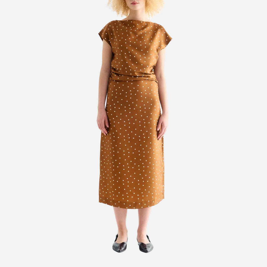 Noor Dress Dot Print Caramel