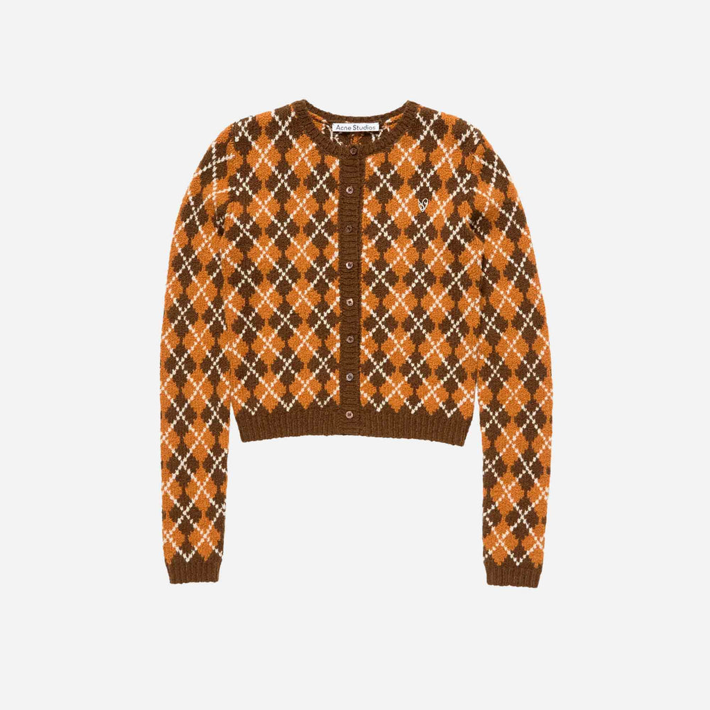 Bouclé Argyle Cardigan Brown/Orange