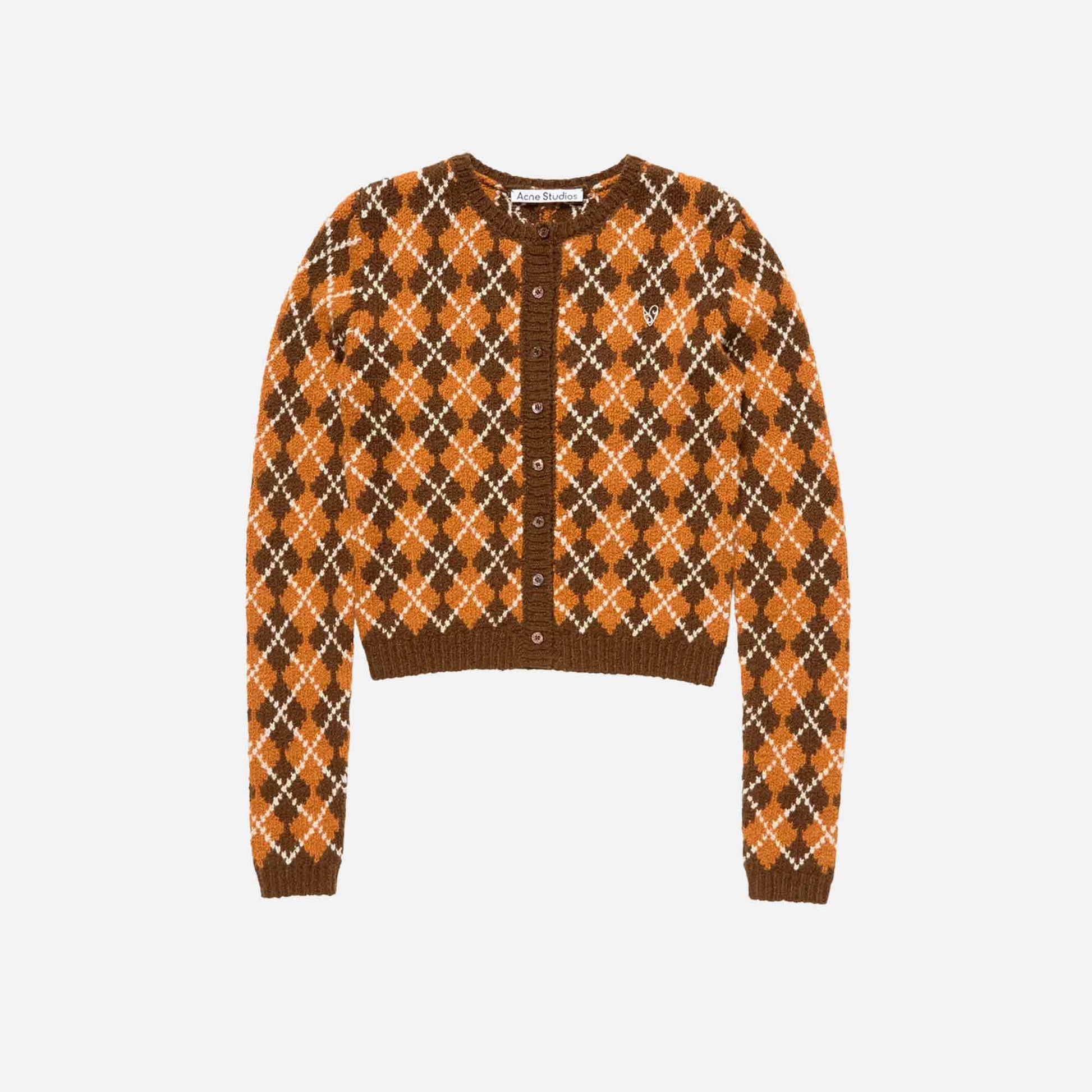 Bouclé Argyle Cardigan Brown/Orange