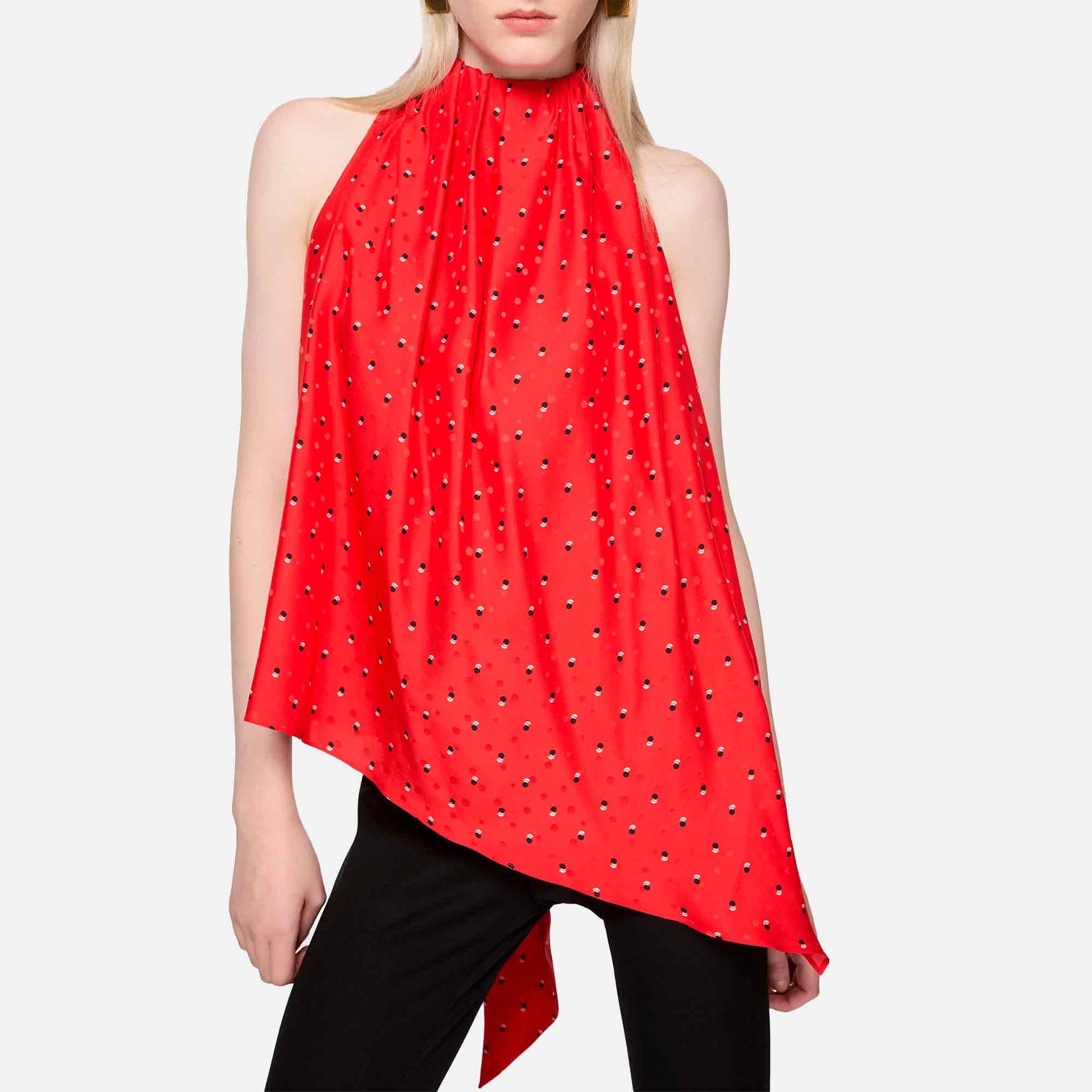 Bow Blouse Silk Red