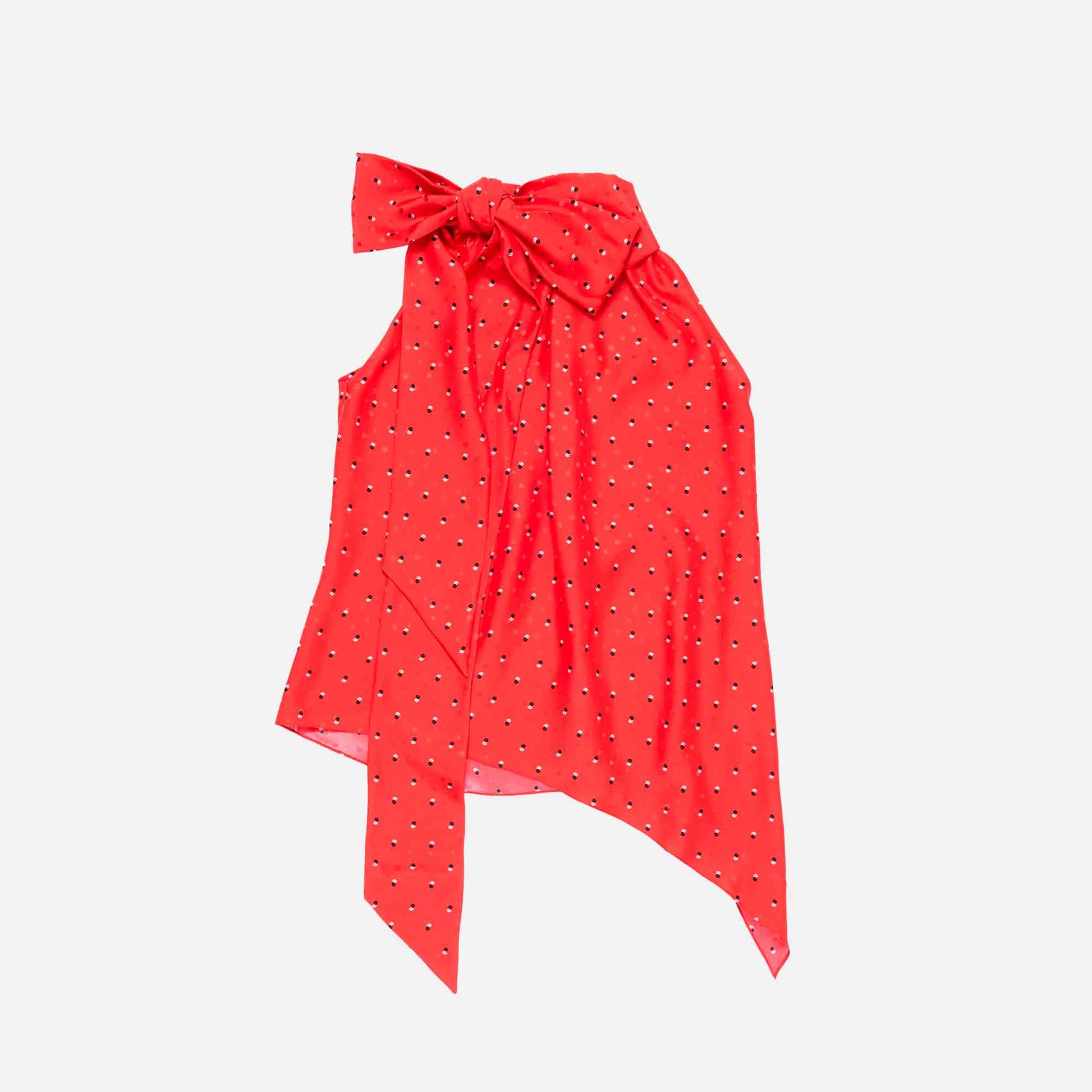 Bow Blouse Silk Red