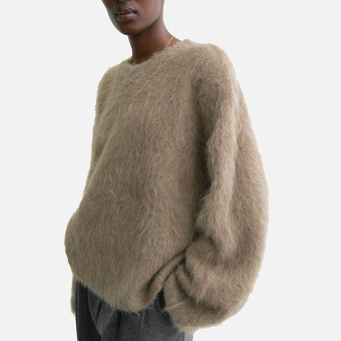 Boxy Alpaca Knit Truffle Melange