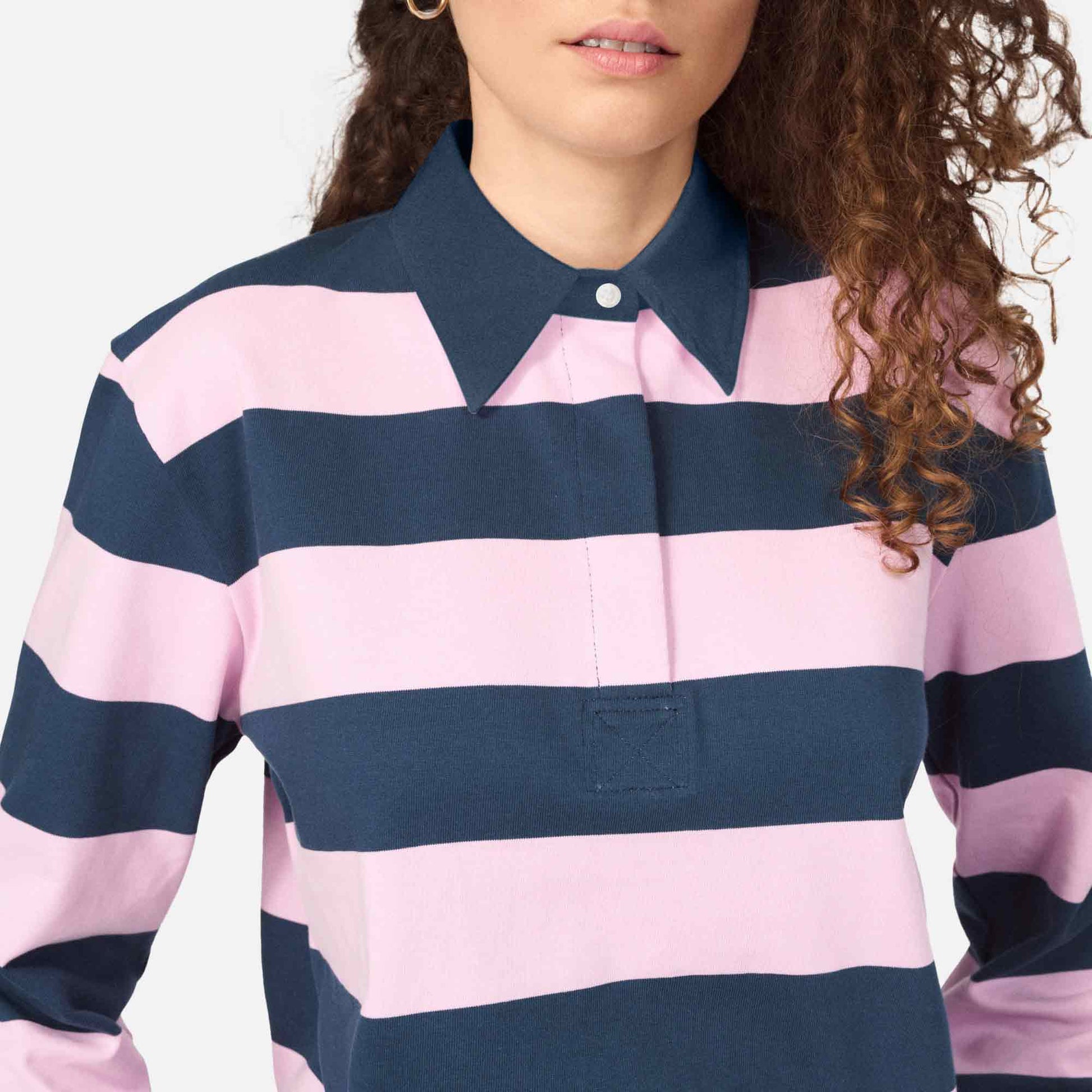 Bratislava Poloshirt Navy/Pink Stripe