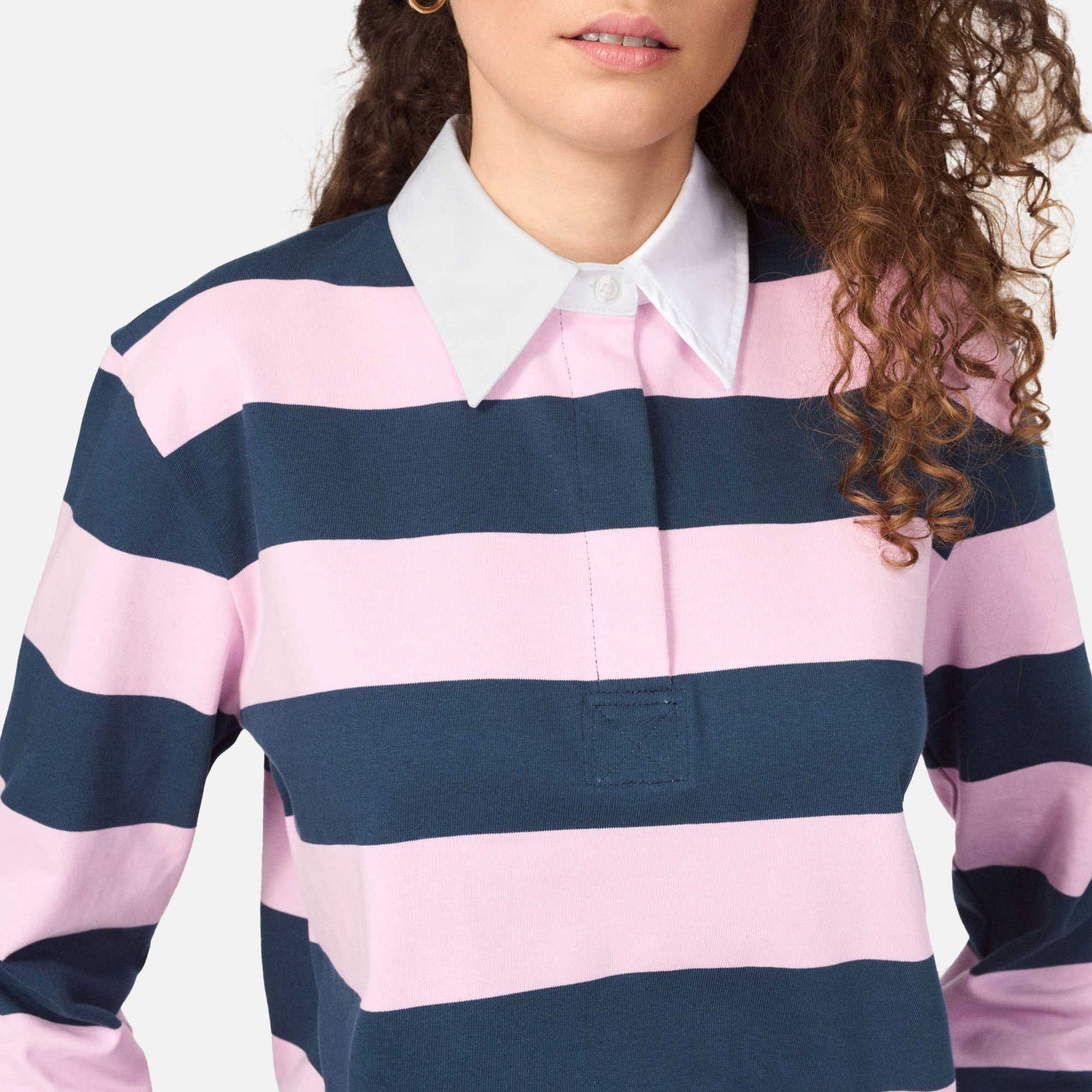 Bratislava Poloshirt Navy/Pink Stripe