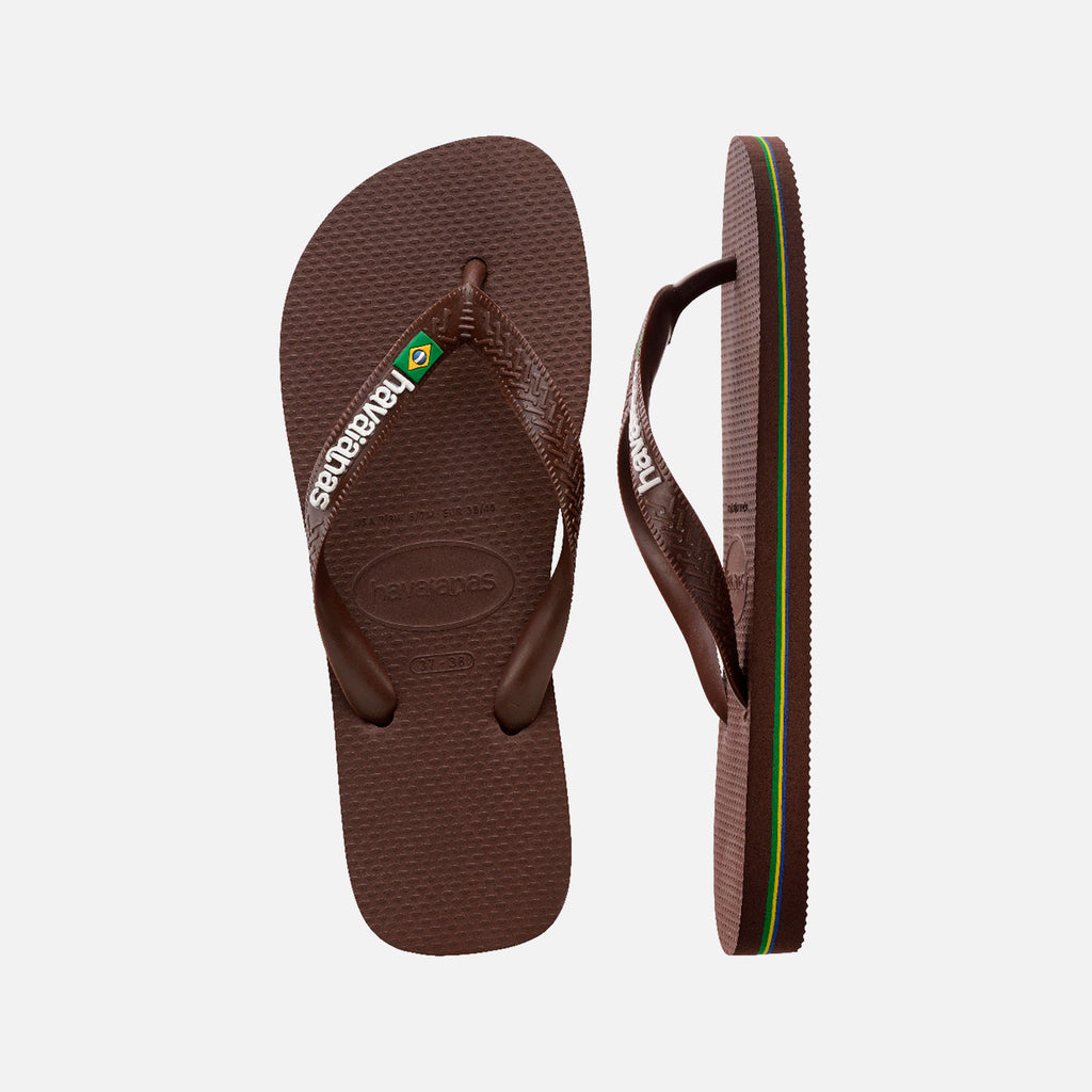 Brazil Logo Flip-Flops Brown/White