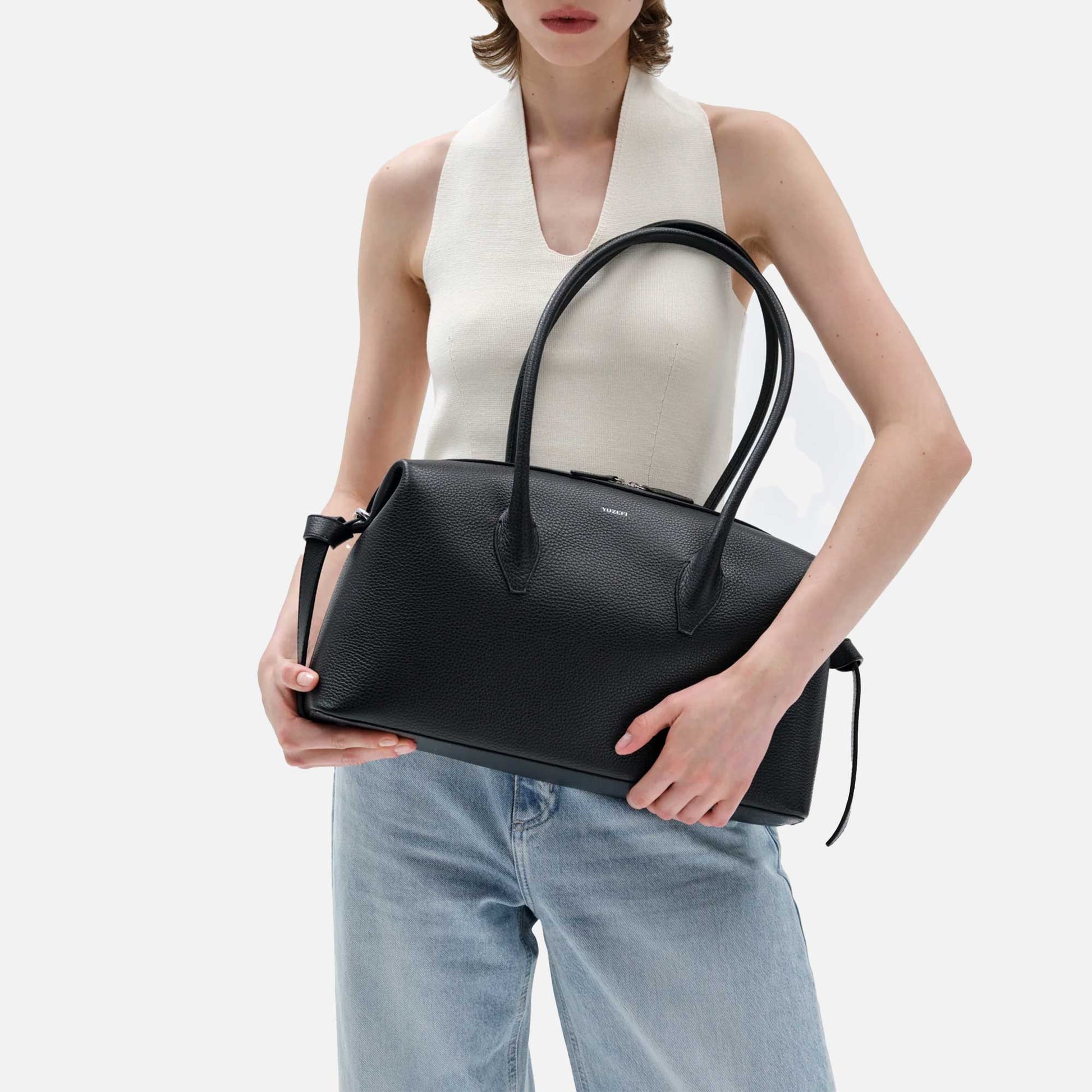 Brioche Duffle Bag Grained Leather Black