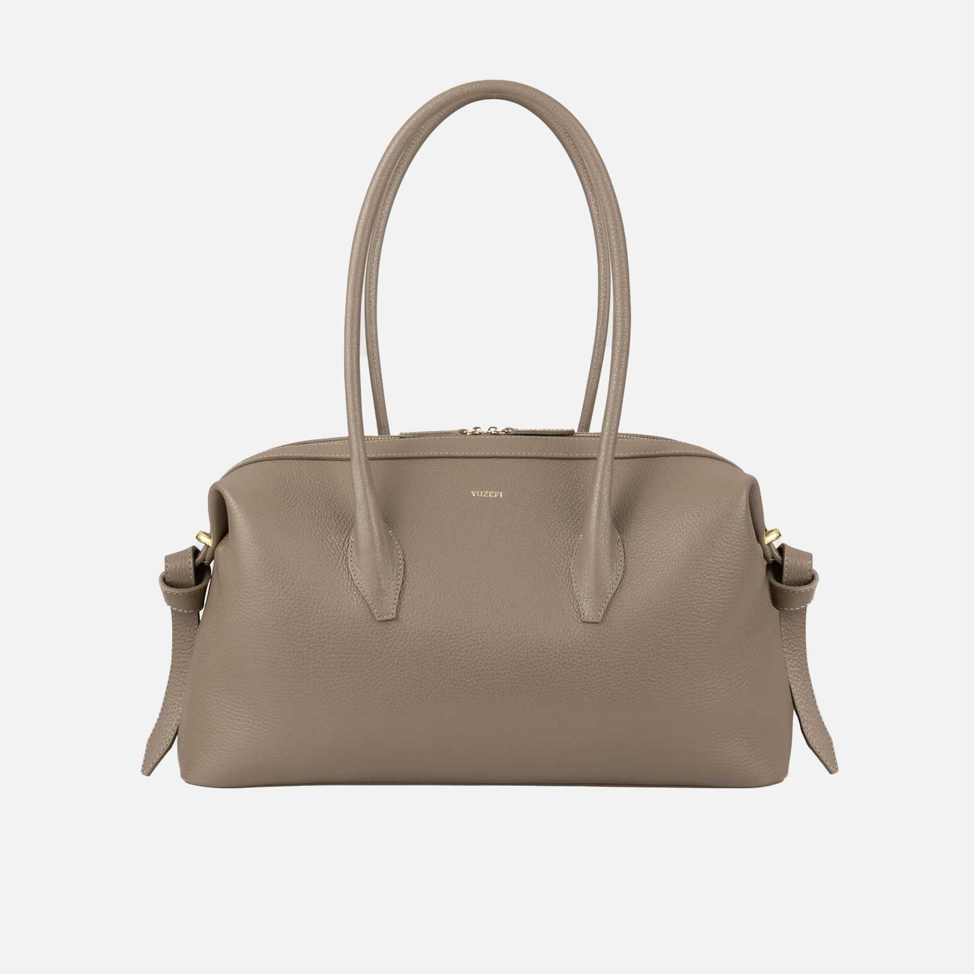 Brioche Duffle Bag Grained Leather Taupe