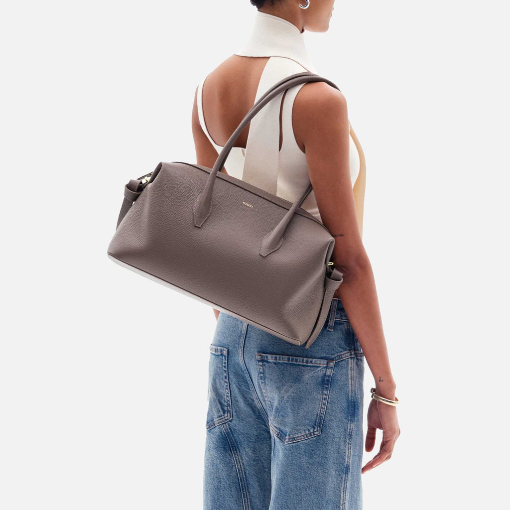 Brioche Duffle Bag Grained Leather Taupe