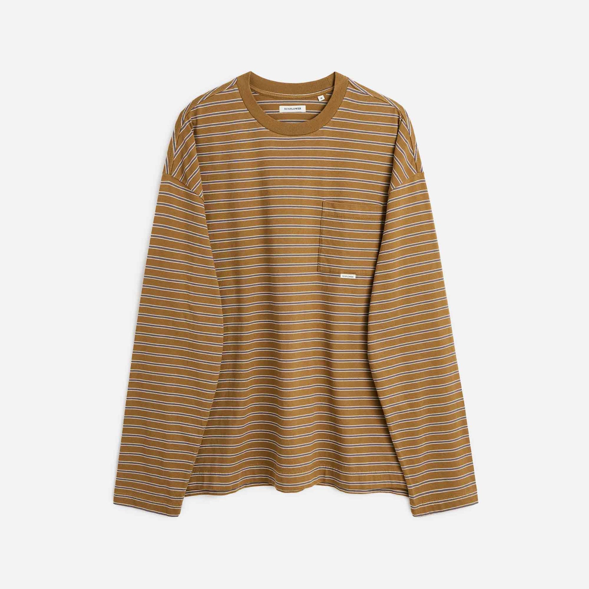 Stripe Pocket Tee Brown