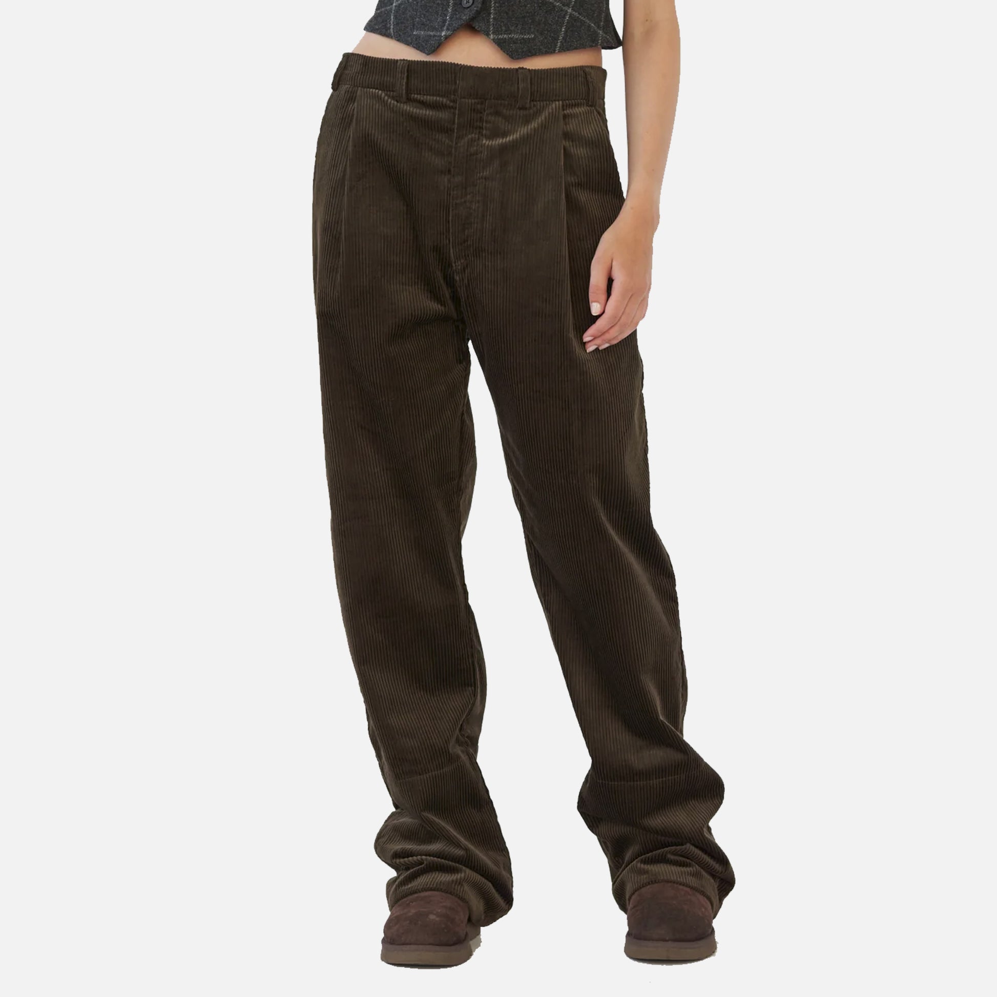 Corduroy Box Trousers Brown