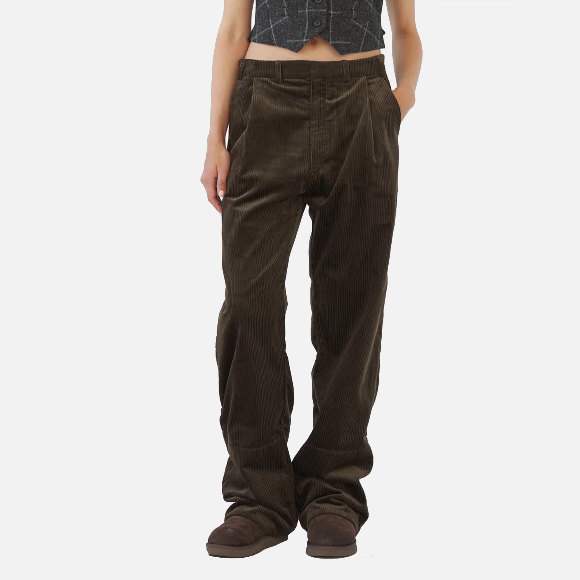 Corduroy Box Trousers Brown