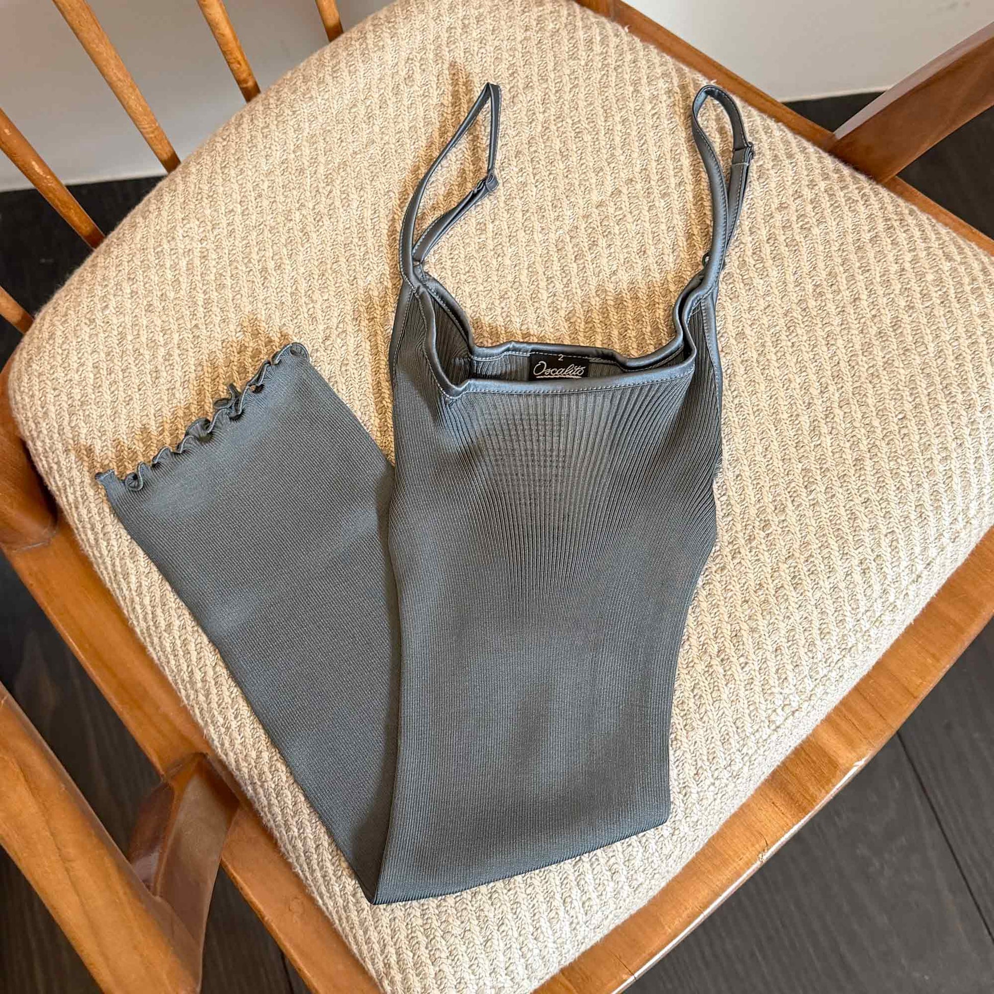 Cami Top Silk Rib Dusty Blue