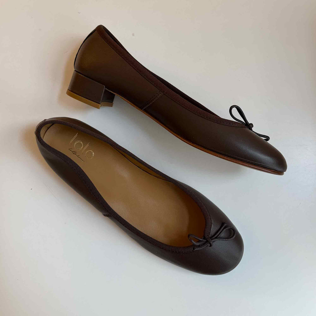 Capri Dolce Vita Heeled Ballerina Nappa Chocolat