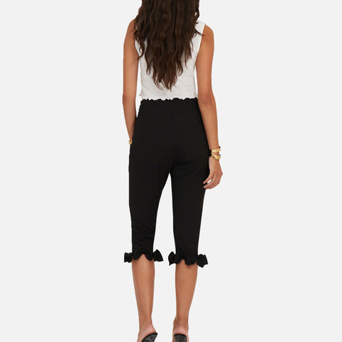 Capri Ruffle Pants Black