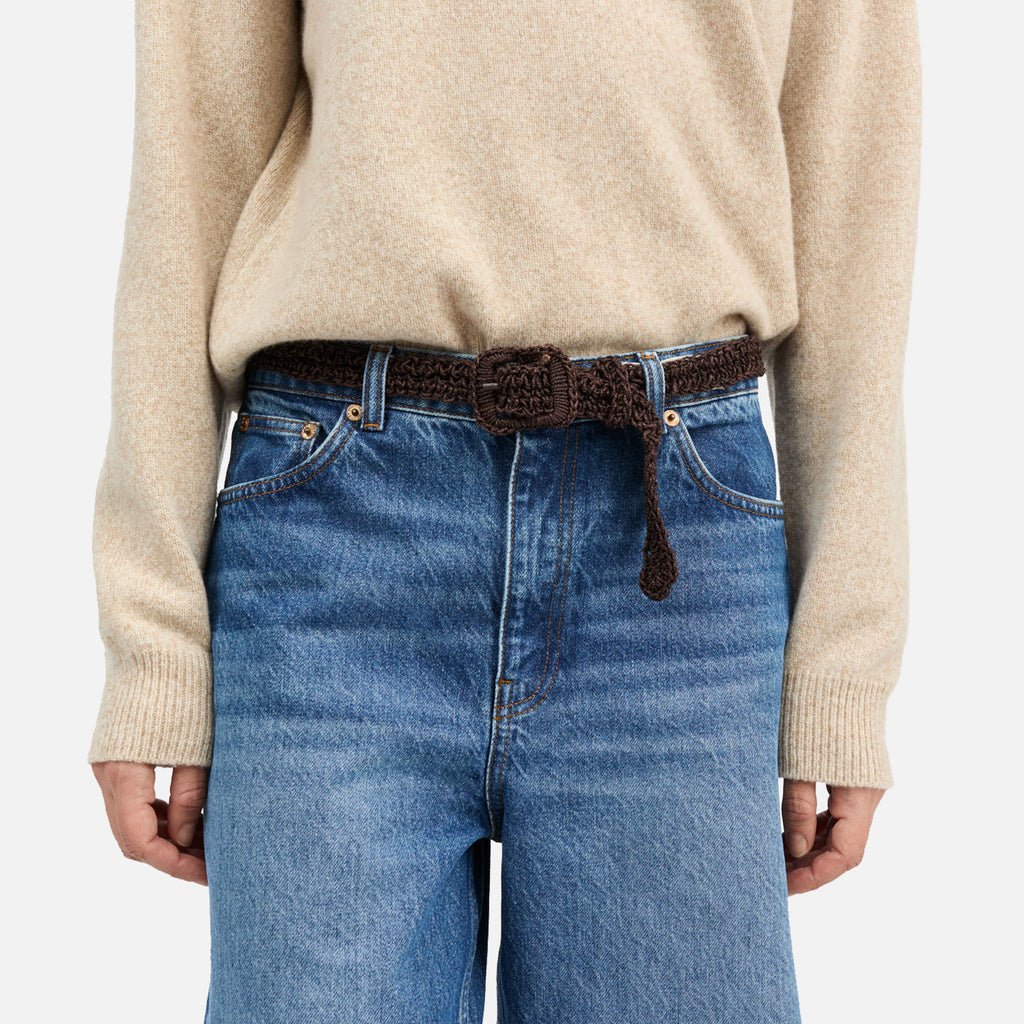 Carlie Straw Belt Dark Brown
