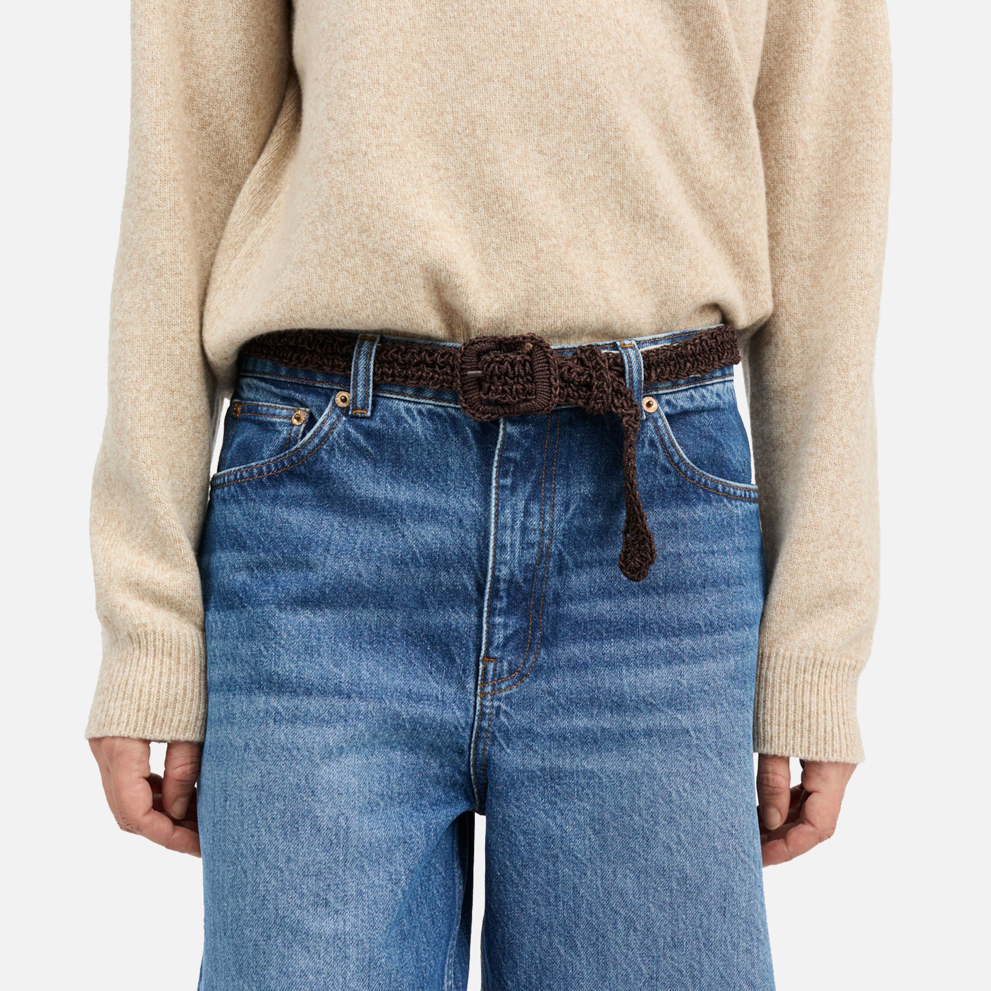 Carlie Straw Belt Dark Brown