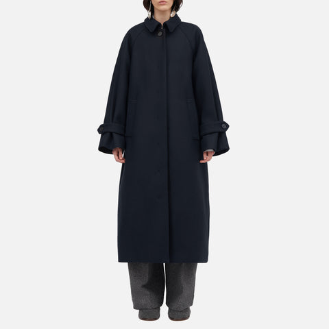 Caro Heavy Wool Twill Coat Dark Navy