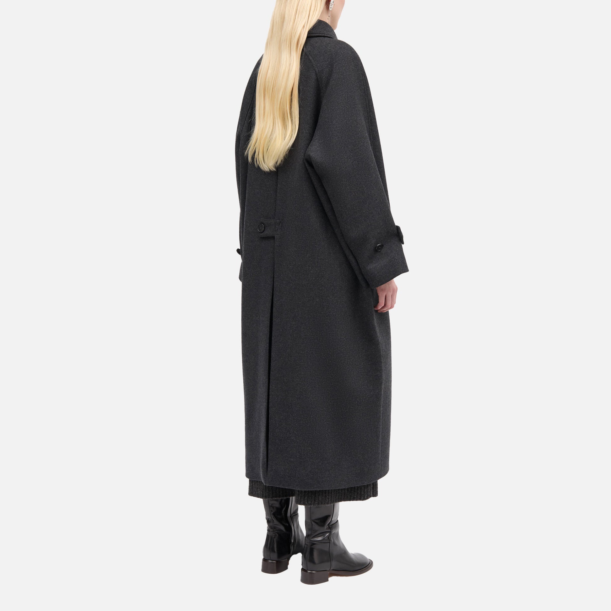 Caro Two Layered Wool Coat Dark Grey