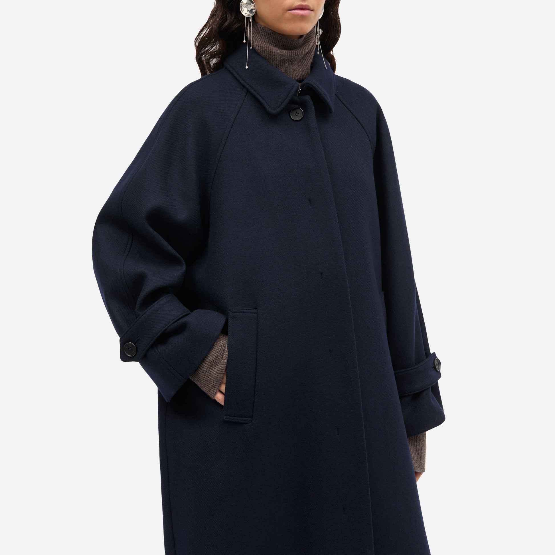 Caro Two Layered Wool Coat Navy