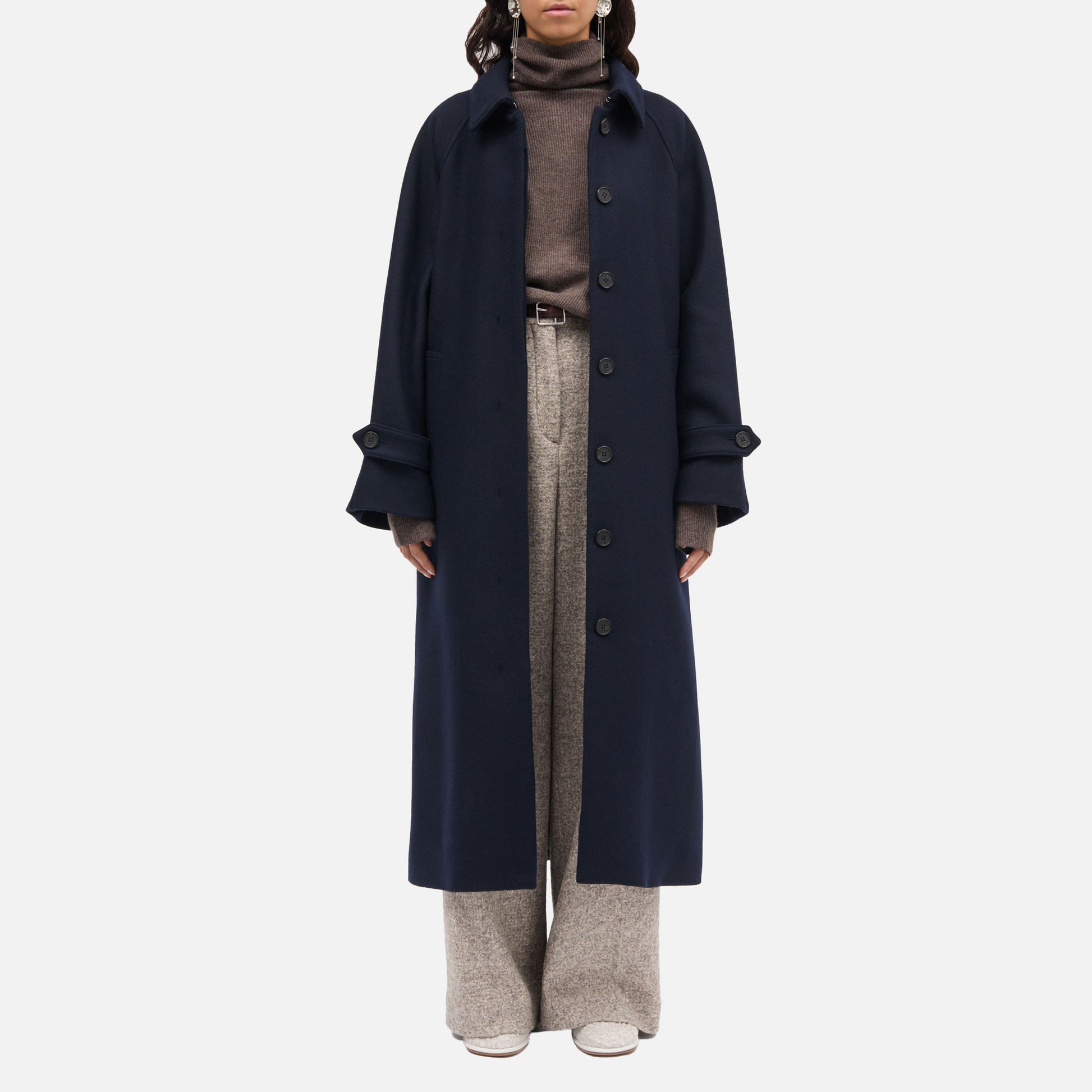 Caro Two Layered Wool Coat Navy