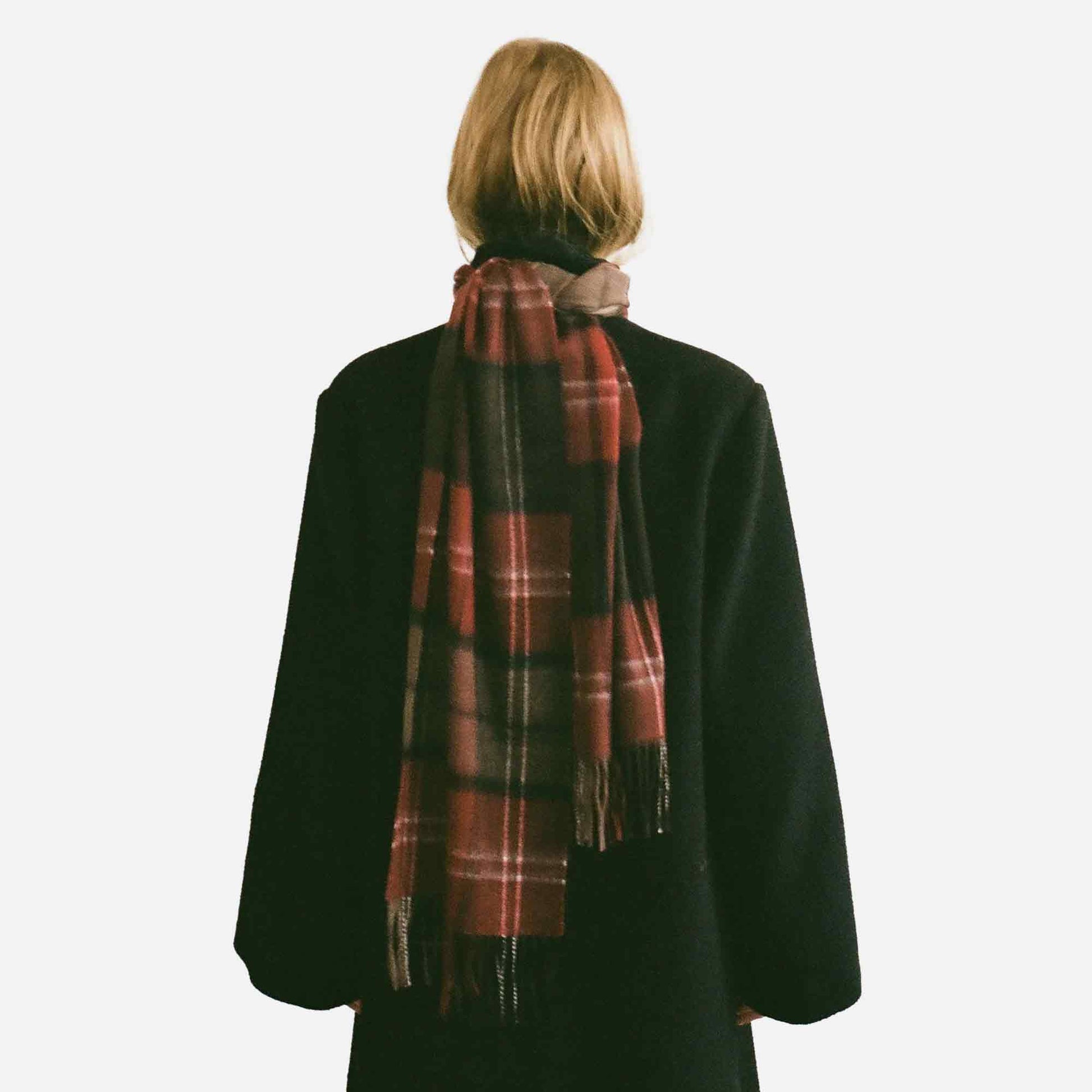 Cashmere Woven Scarf Checked Bordeaux