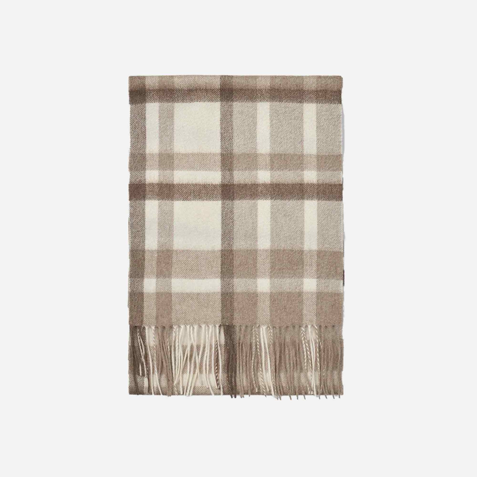 Cashmere Woven Scarf Checked Sand