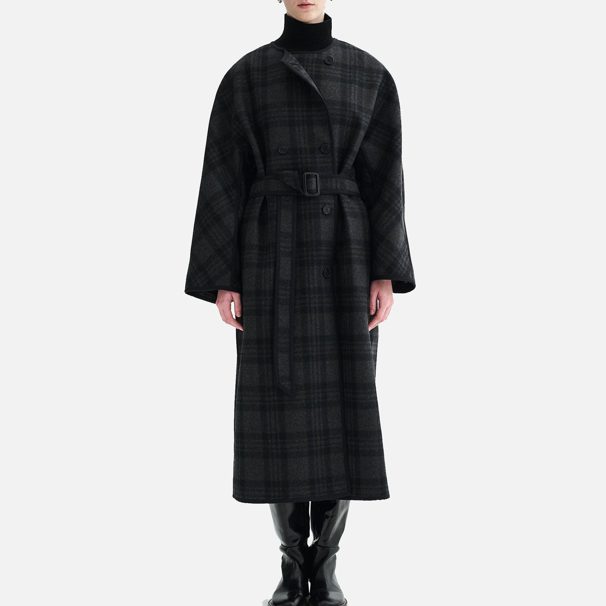 Caspia Coat Check Black
