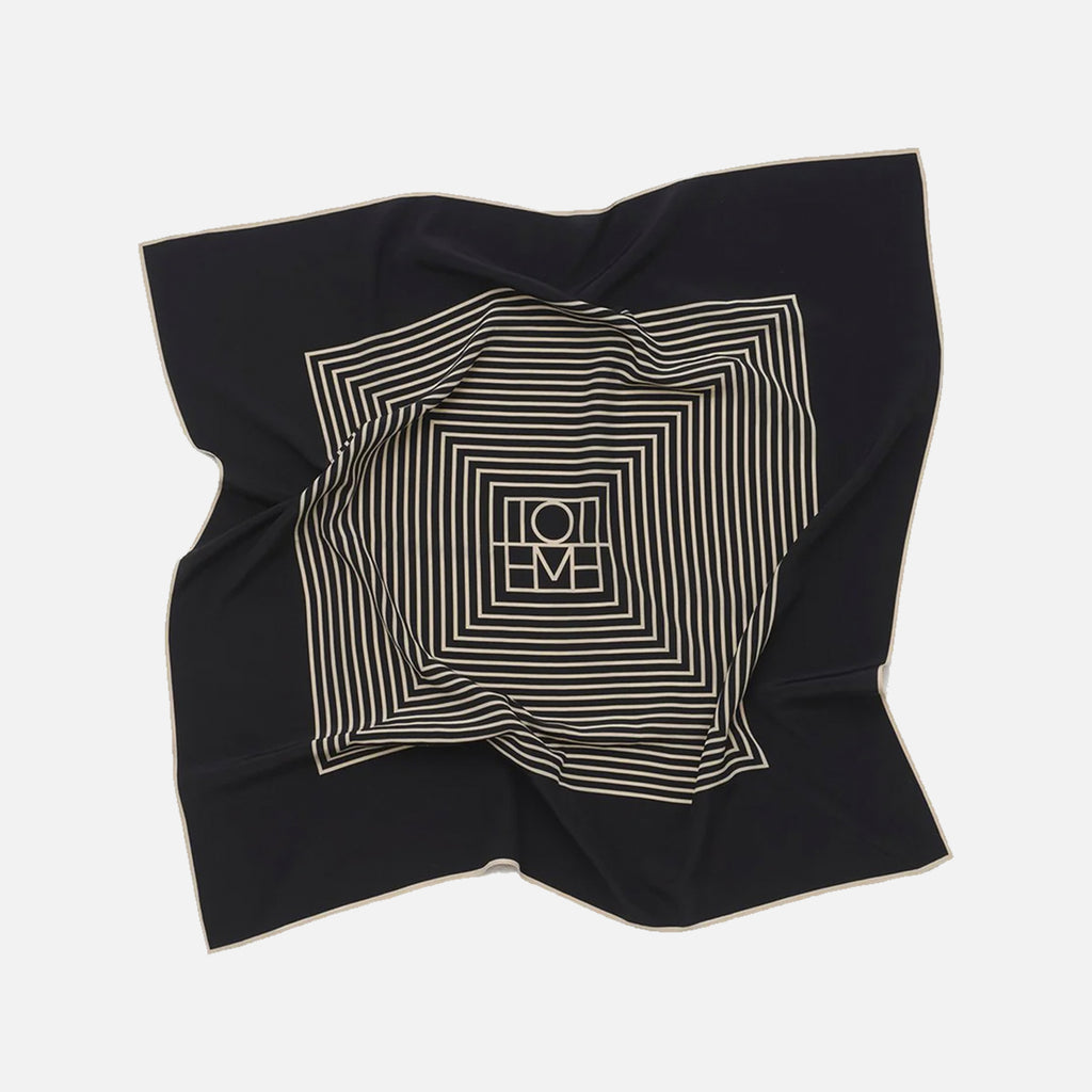 Centered Monogram Silk Scarf Black