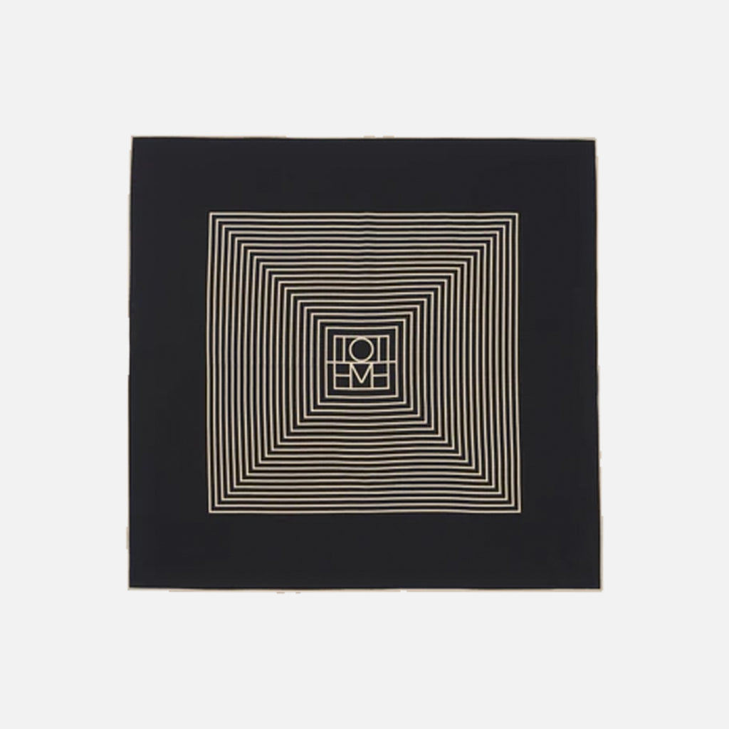 Centered Monogram Silk Scarf Black