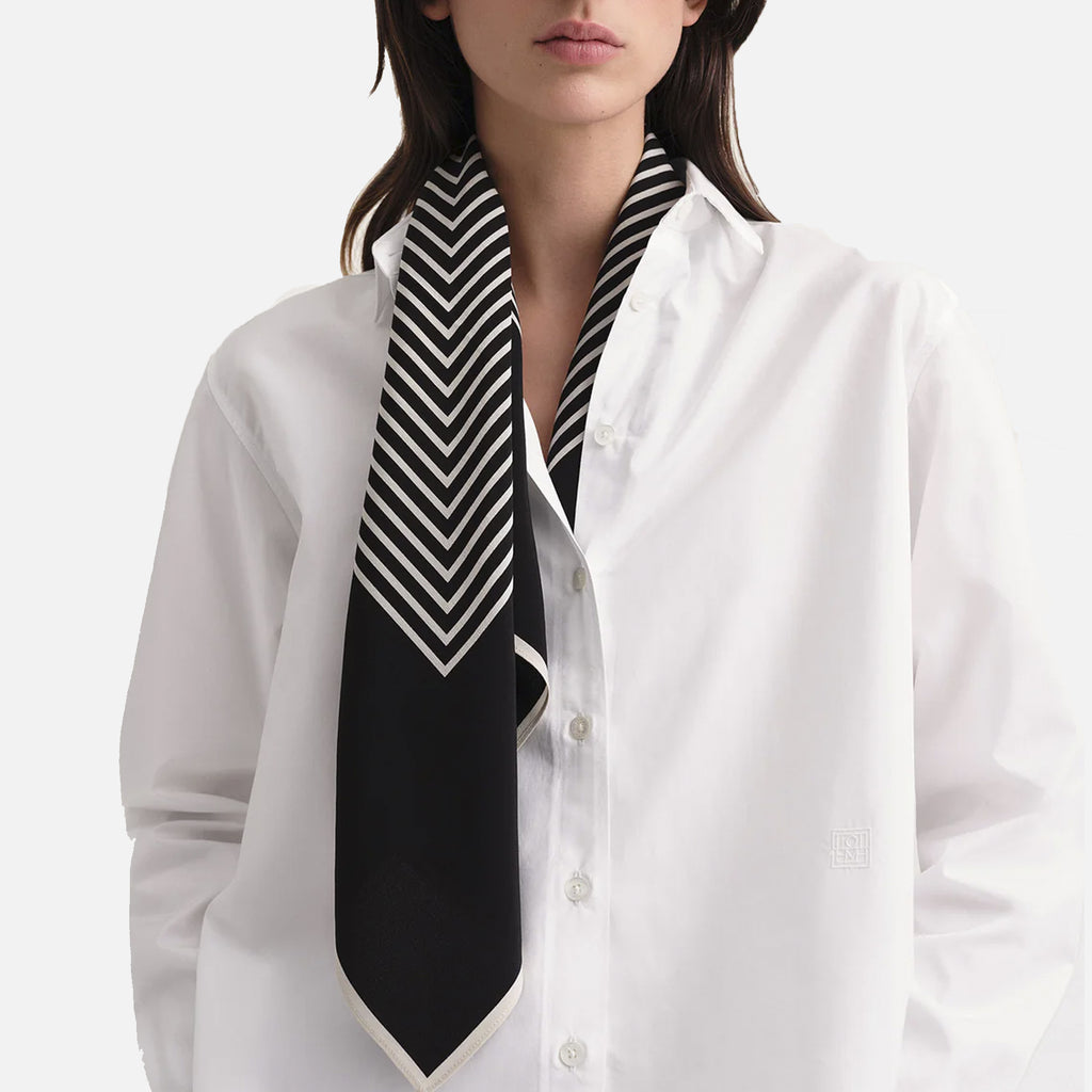 Centered Monogram Silk Scarf Black