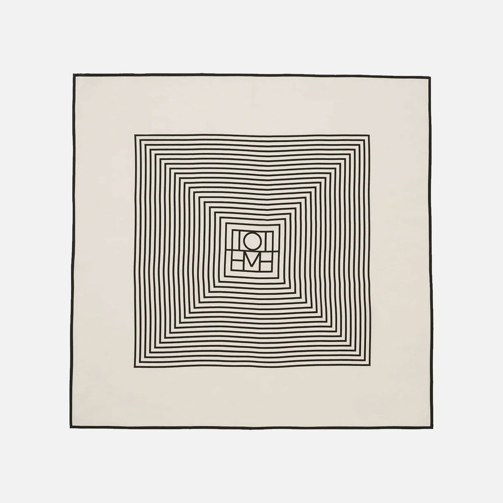 Centered Monogram Silk Scarf Creme