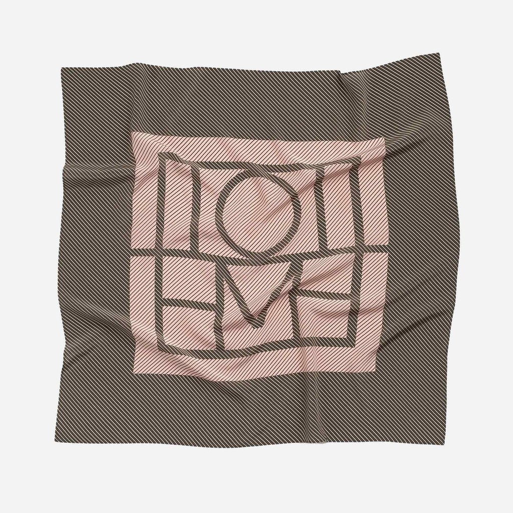 Centered Monogram Silk Scarf Walnut