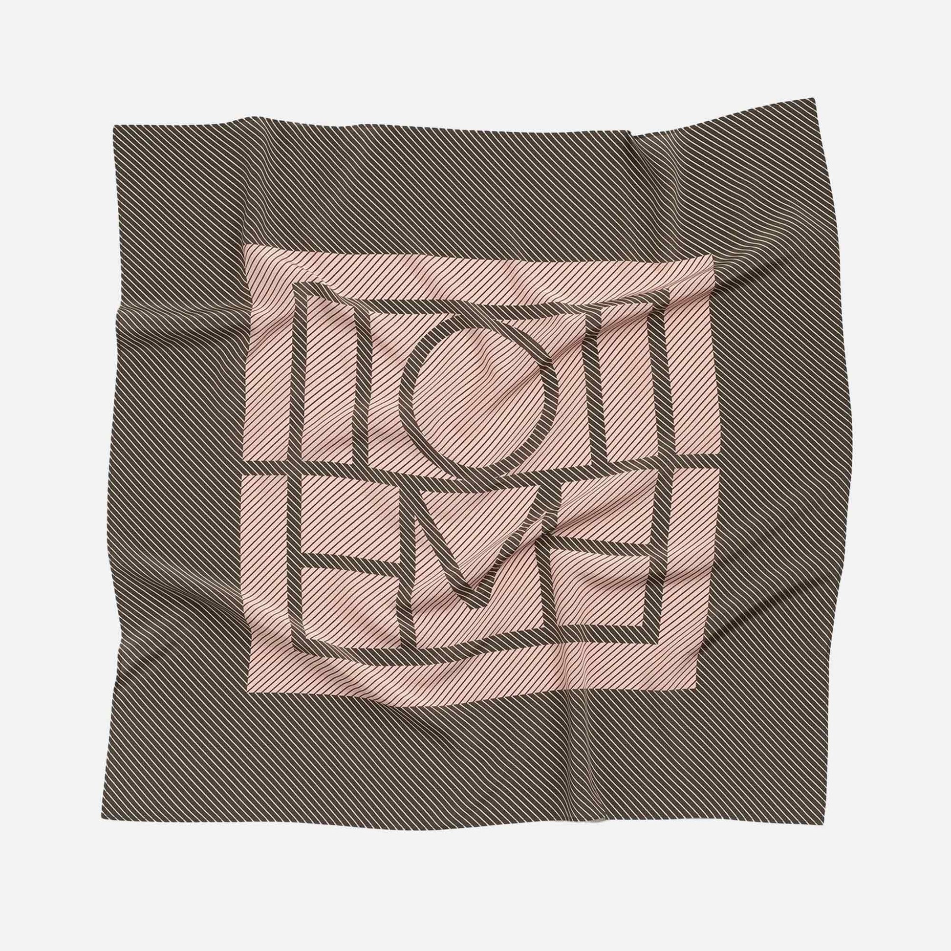 Centered Monogram Silk Scarf Walnut