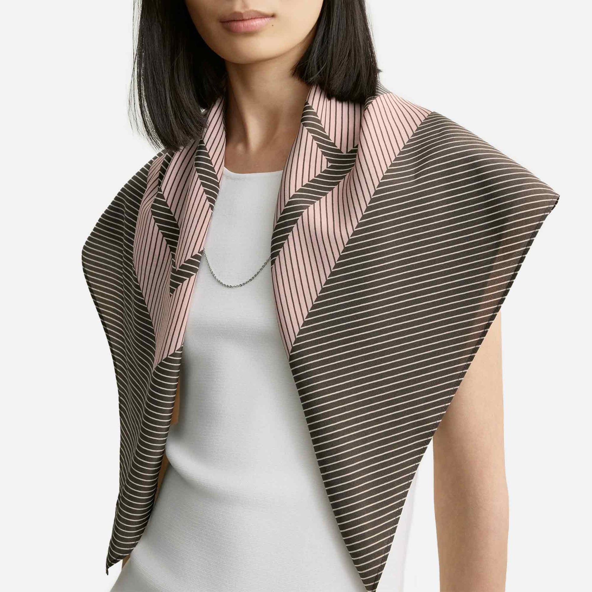 Centered Monogram Silk Scarf Walnut
