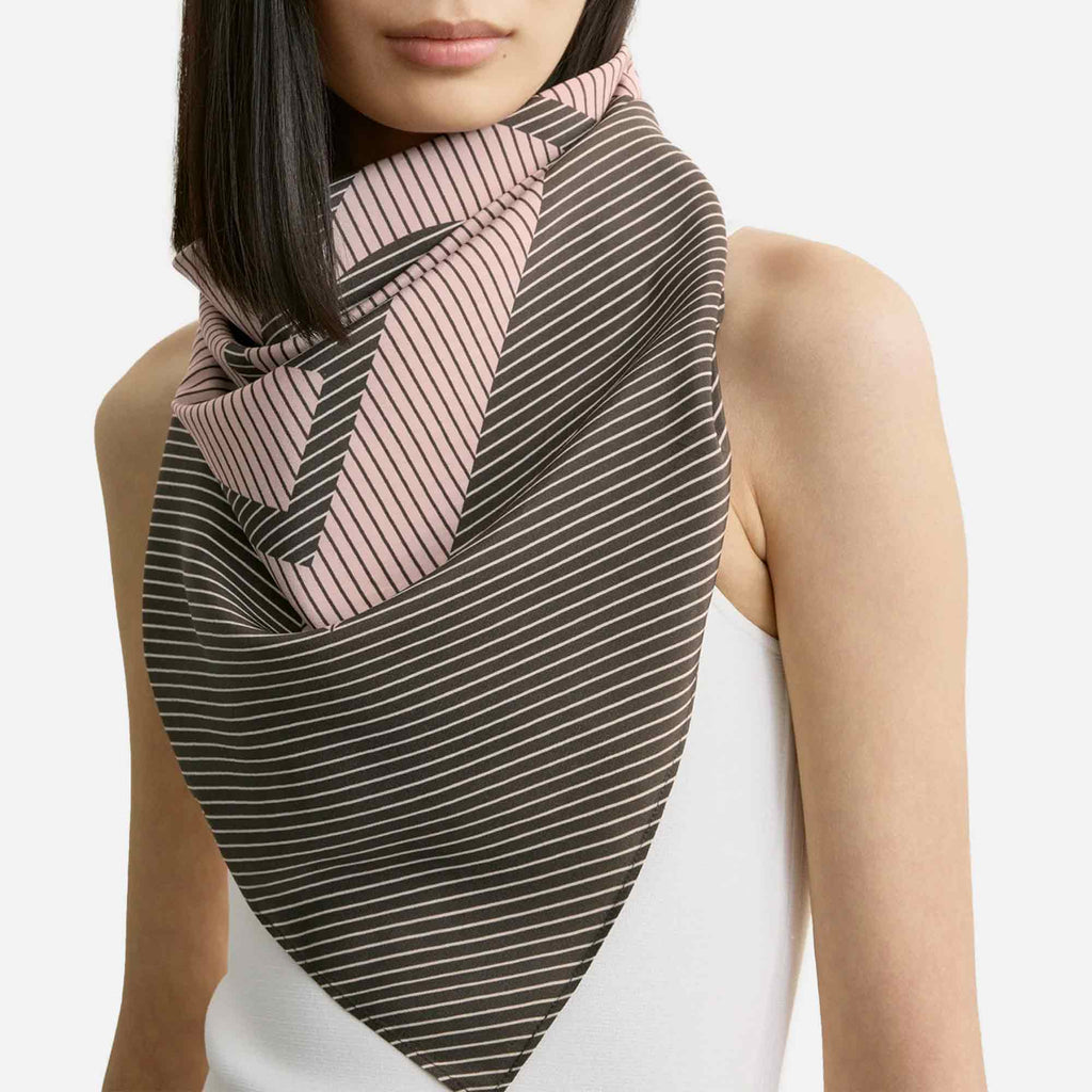 Centered Monogram Silk Scarf Walnut
