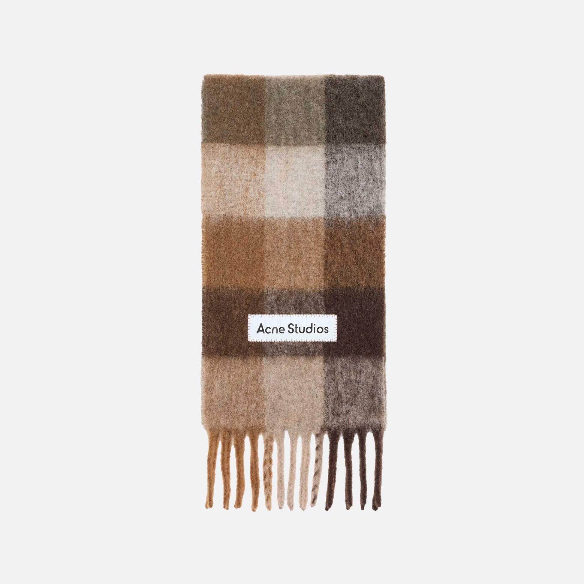 Check Fringe Scarf Dark Brown/White/Brown